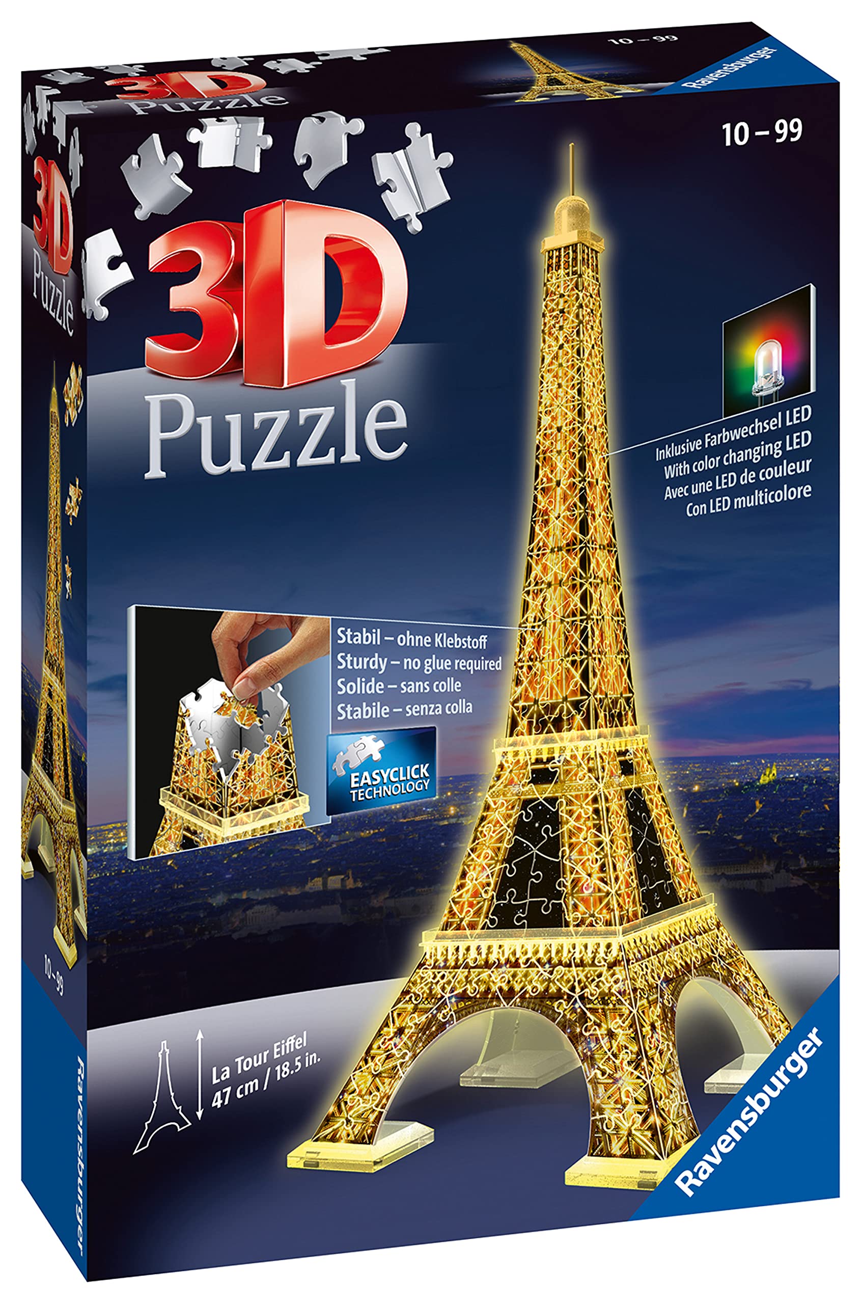 Ravensburger Eiffel Tower 3D Puzzle - Night Edition with LED Lighting, 216 Pieces 7