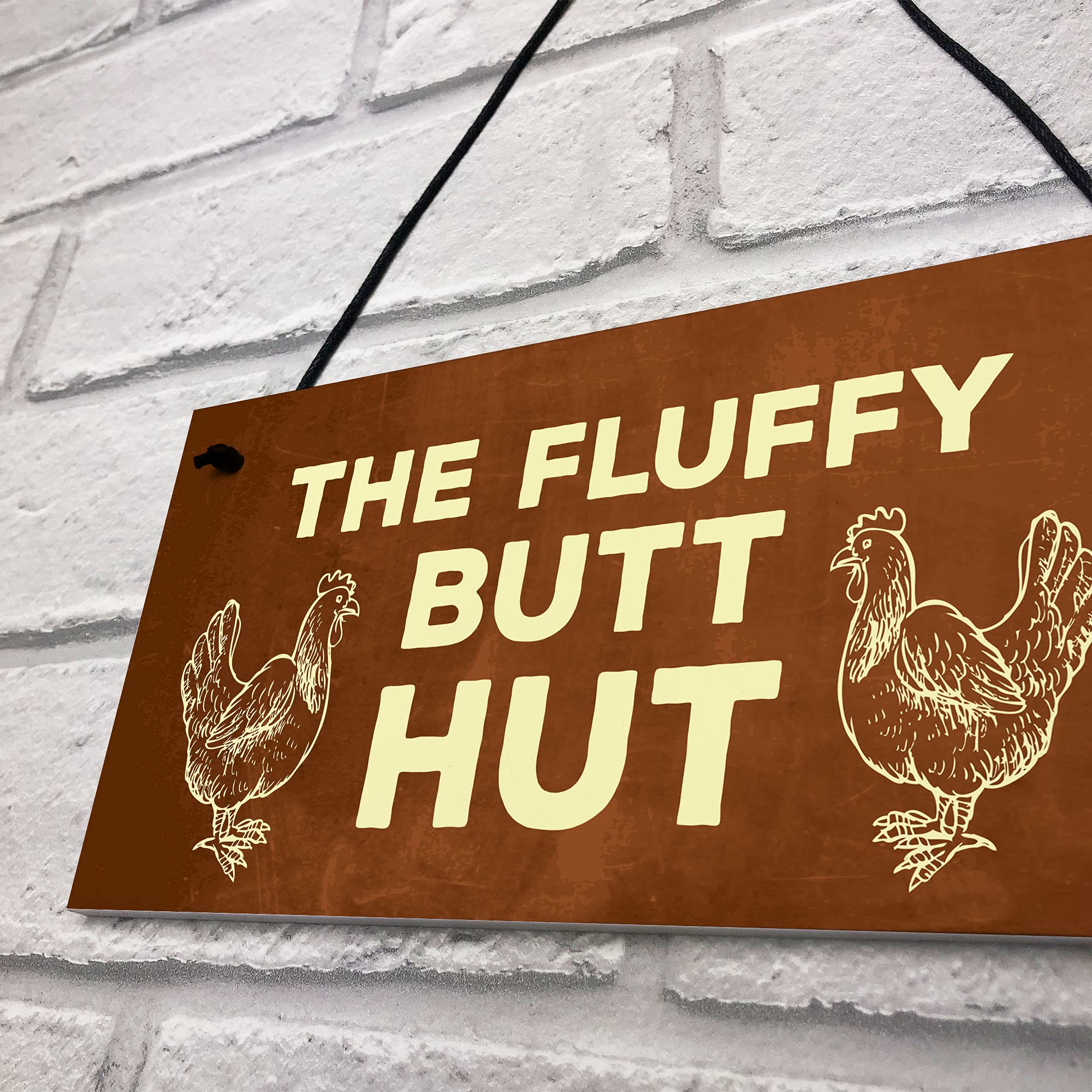 RED OCEAN Funny Chicken Coop Sign - Red PVC Plaque | 200x100mm | Made in England 3