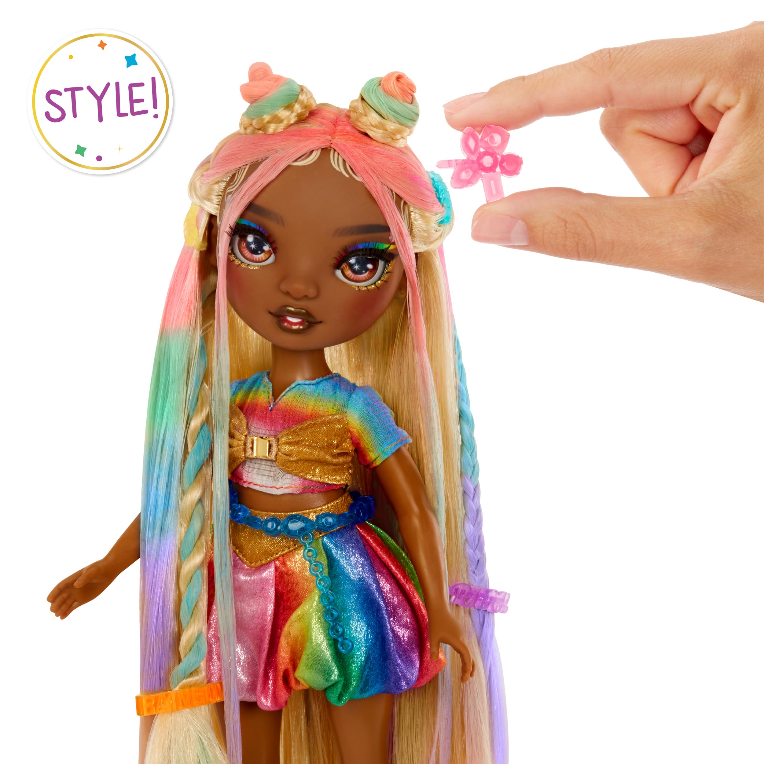 Rainbow High Meline Doll & Hair Chalk Styling Kit - 28 cm Rainbow & Gold Fashion Doll 4