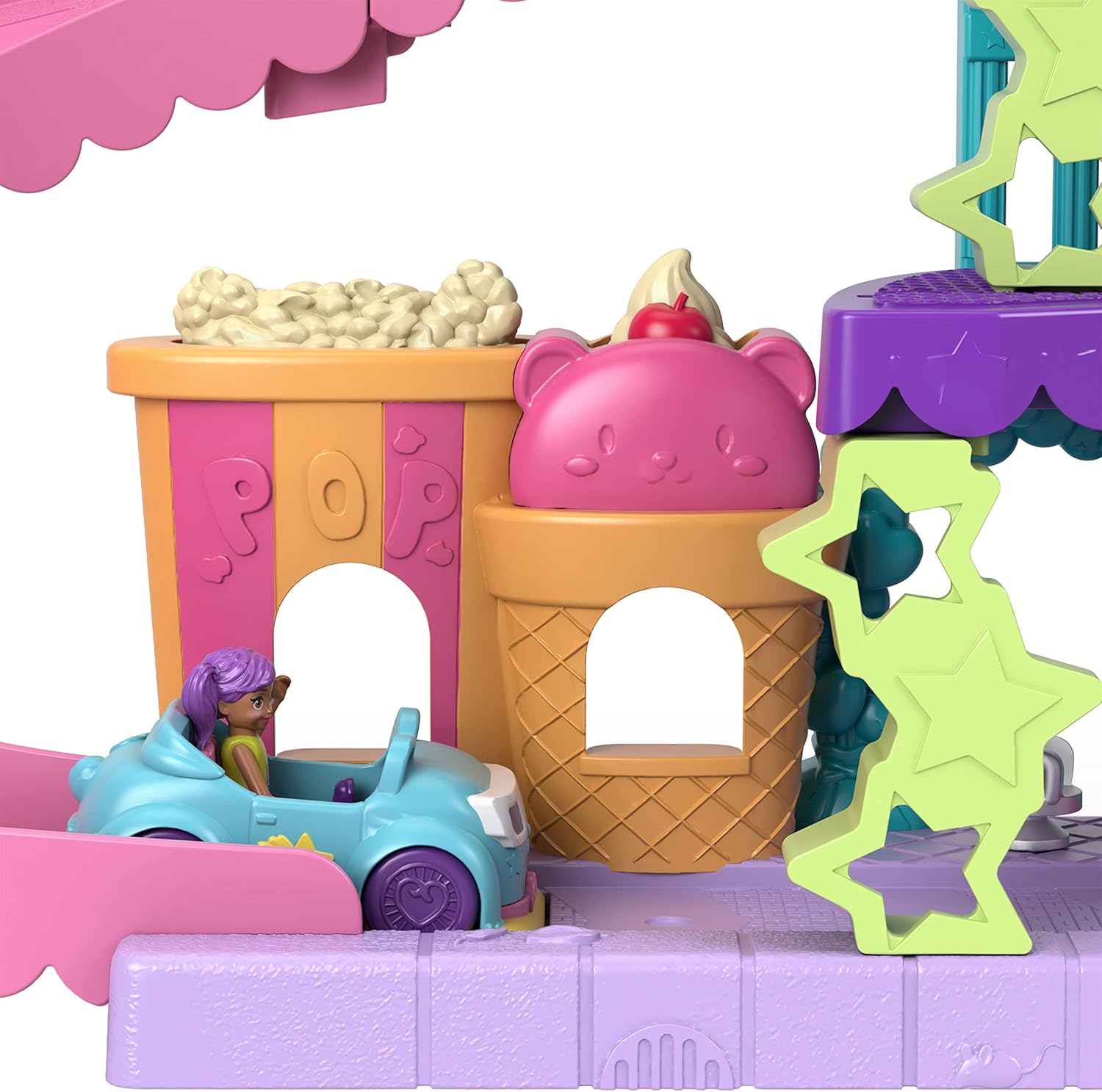 Polly Pocket Pollyville Drive-In Movie Theatre Playset - 3-Floor Interactive Playset with Micro Dolls & Car, Ages 4+ 4
