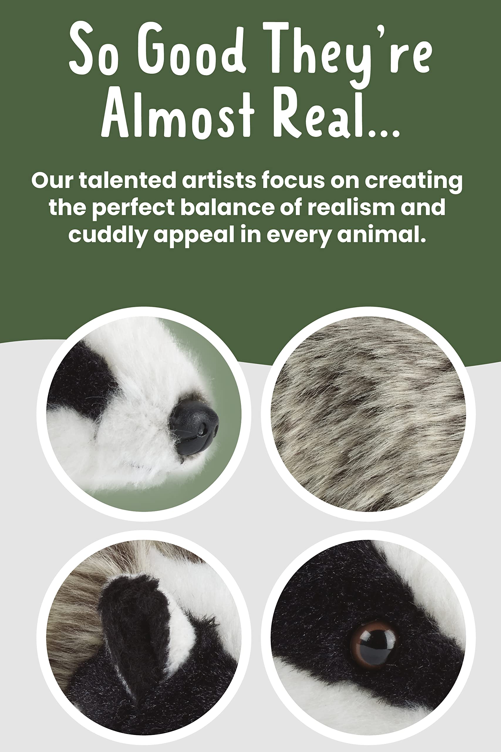 Living Nature Soft Toy - Medium Badger (20cm) - Realistic Plush with Educational Fact Tag 10
