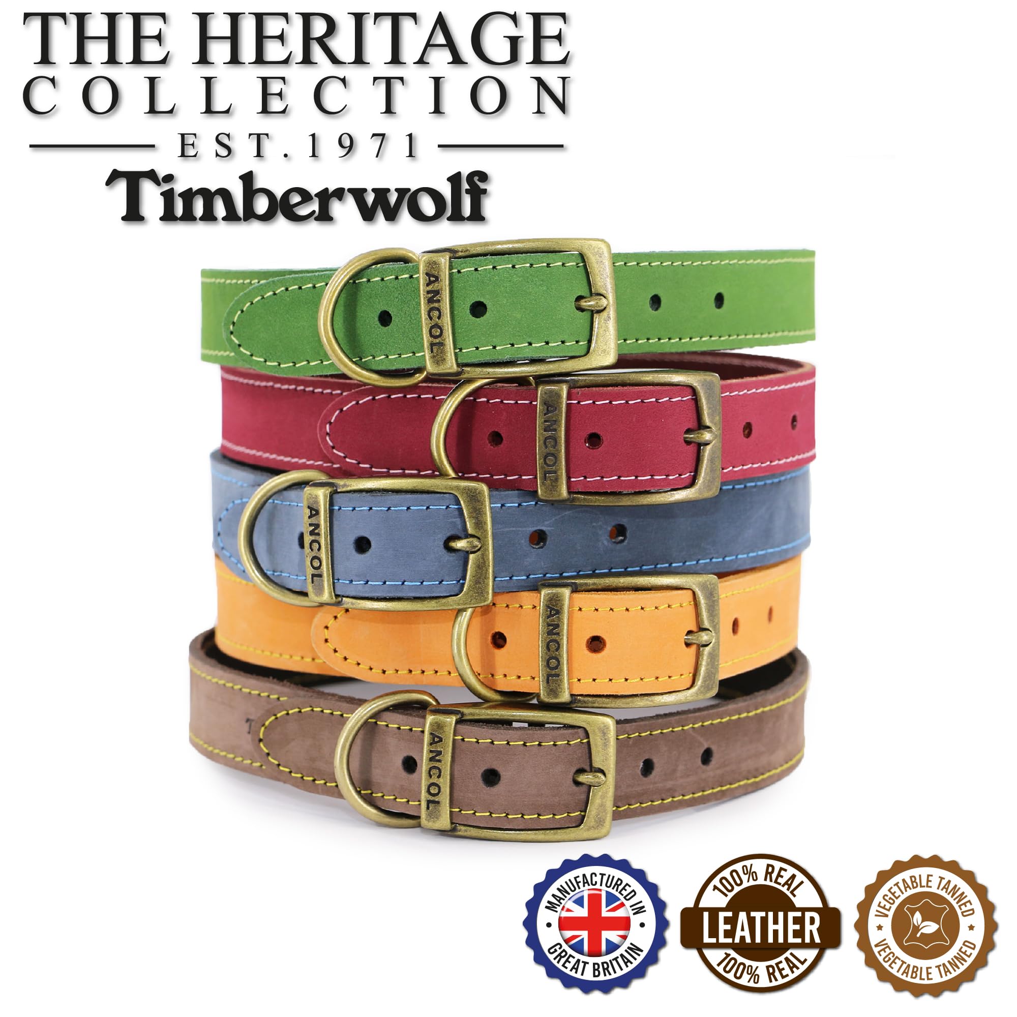 Ancol Timberwolf Premium Leather Dog Collar - Top-Grain Bridle Leather | Size 3 (28-36 cm) 6