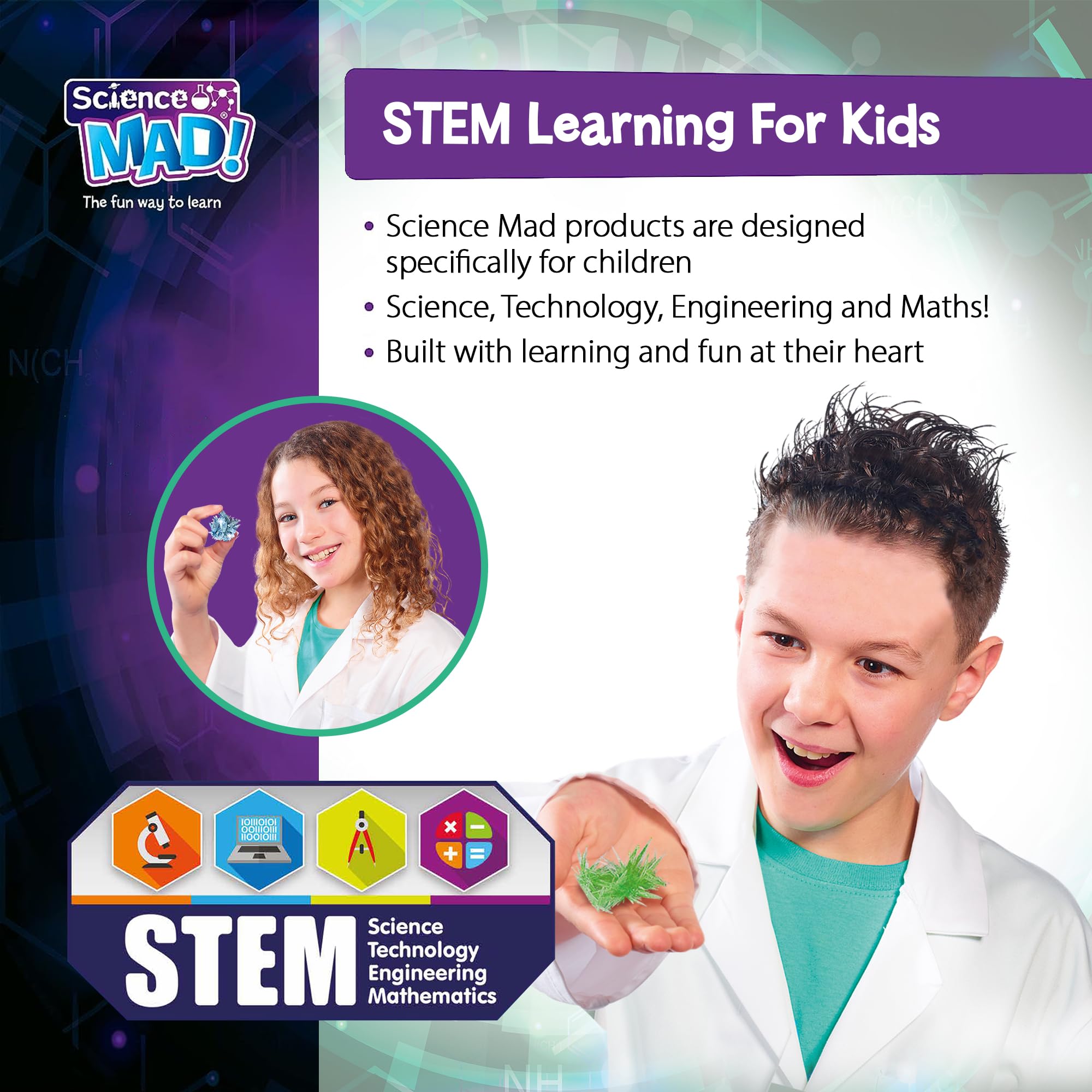 Science Mad Crystal Wonder Kit - 14 Safe Crystal Growing Experiments for Kids 10+ 5