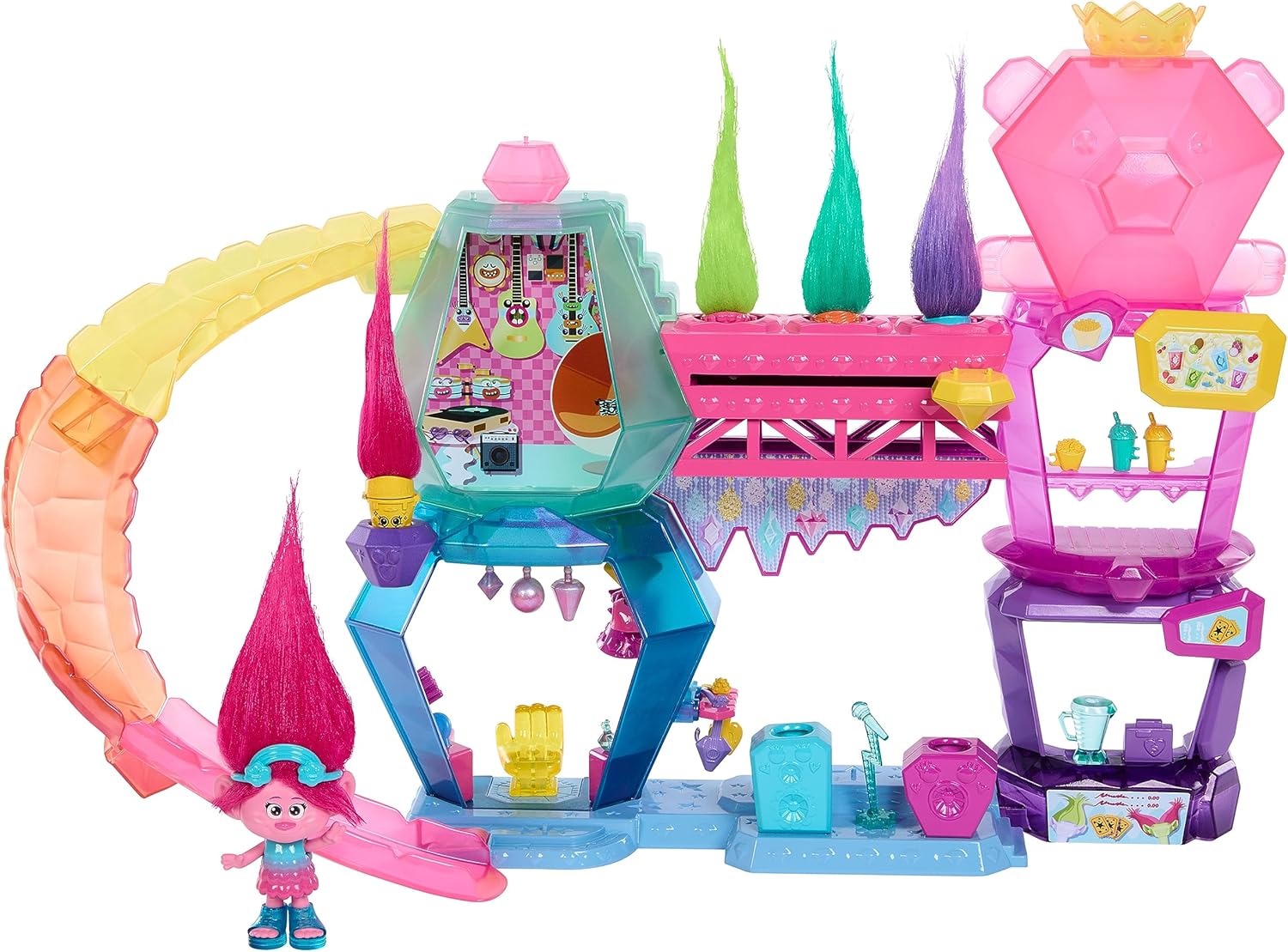 DreamWorks Trolls Band Together Mount Rageous Playset with Queen Poppy Doll - Interactive 2-Story Adventure Set