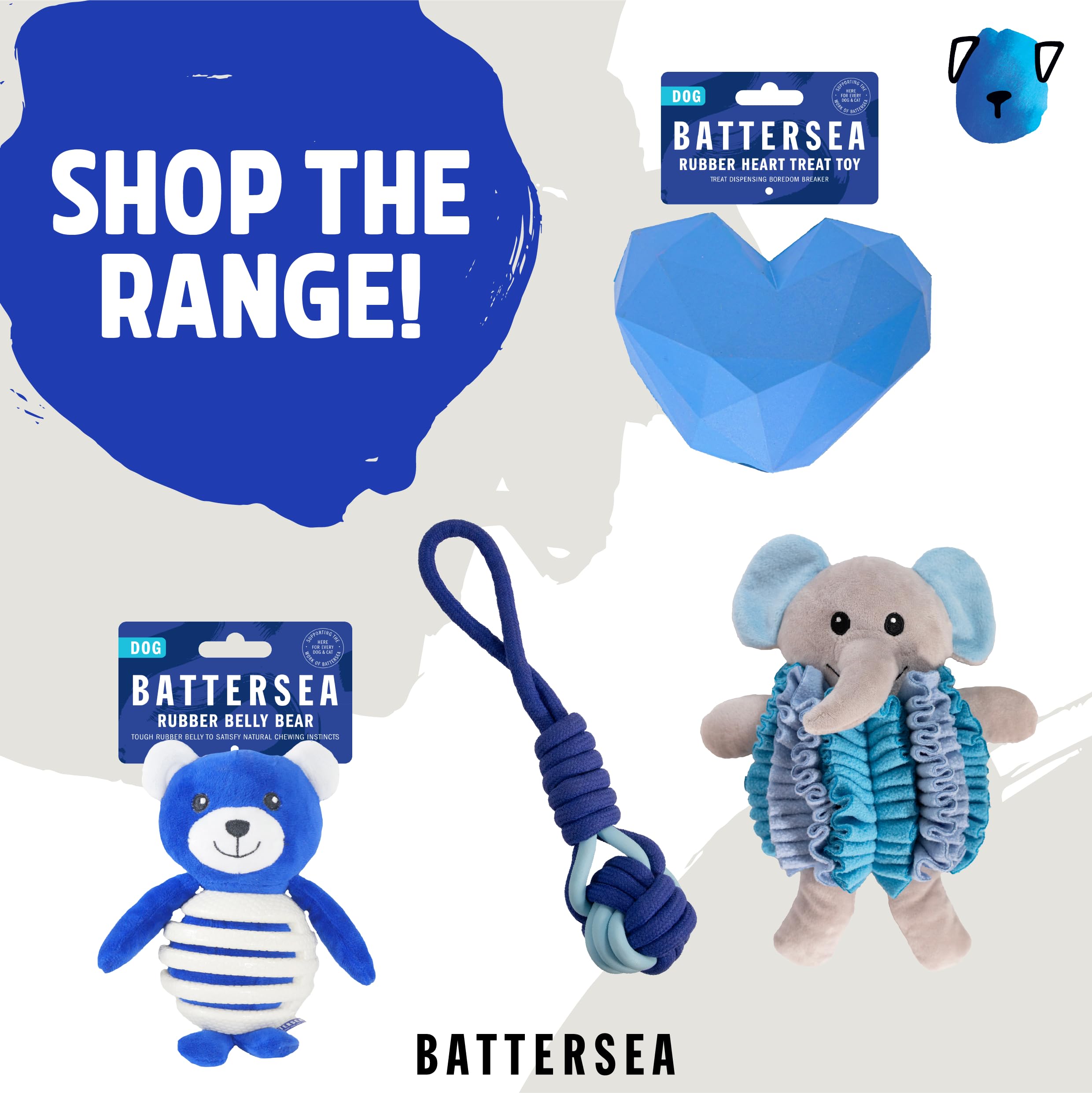 Rosewood Battersea Rope and Rubber Tug Dog Toy - Blue, Durable Chew Toy for Large Breeds 7