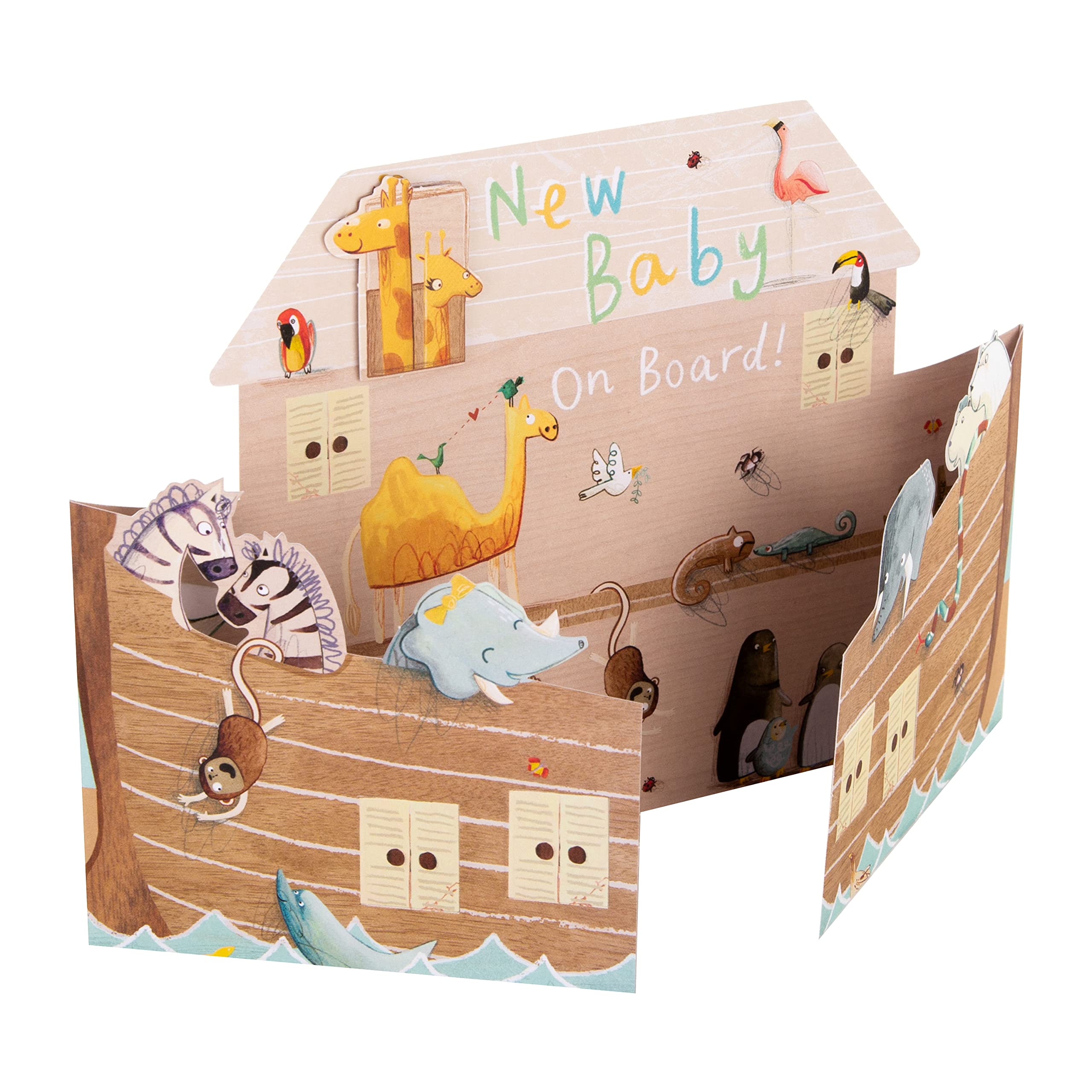 Hallmark New Baby Congratulations Card - 3D Fold-Out Animal Ark Design | 15.9cm x 22.8cm