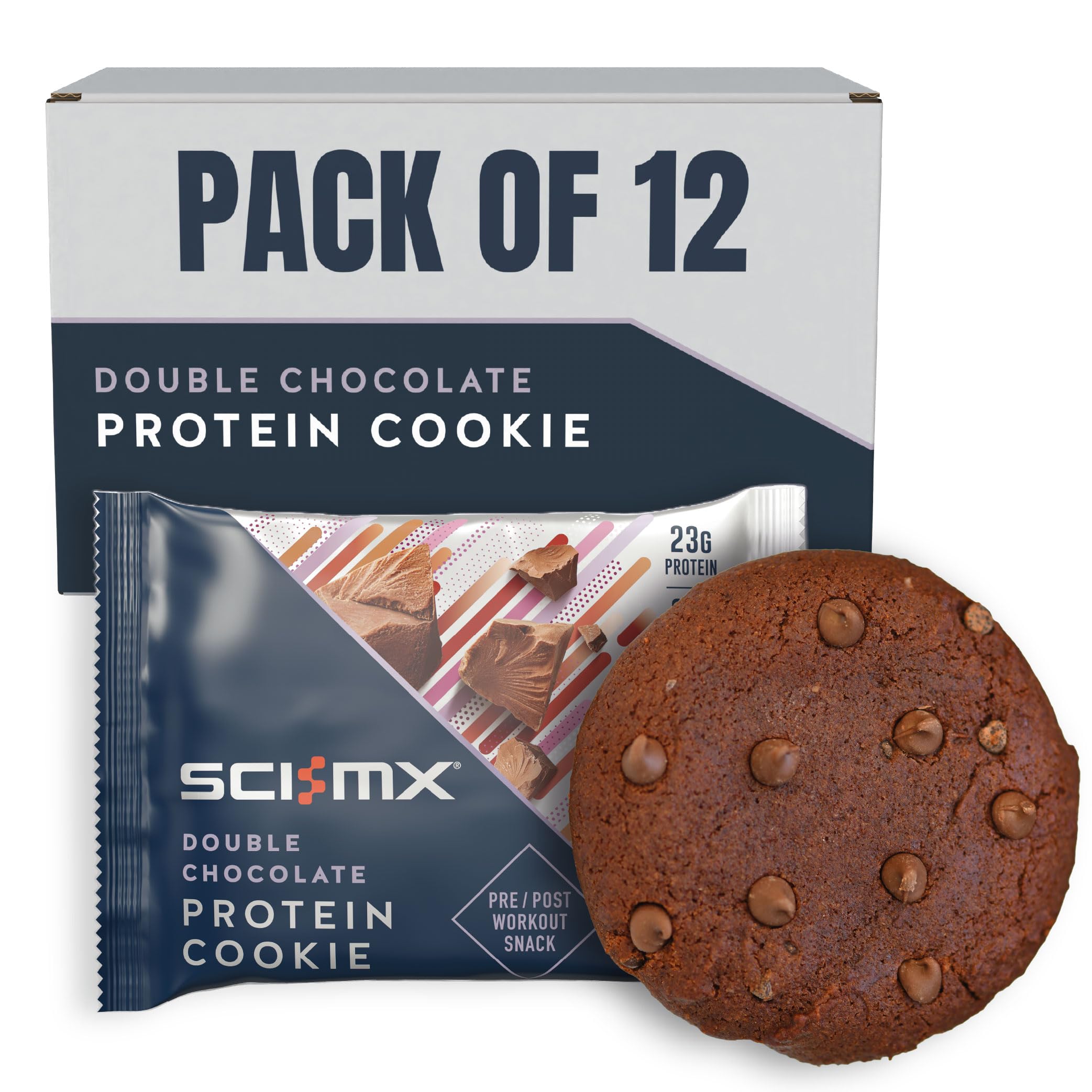 SCI-MX High Protein Double Chocolate Cookie Box - 23g Protein | 2.3g Sugar | 12 x 75g Pack