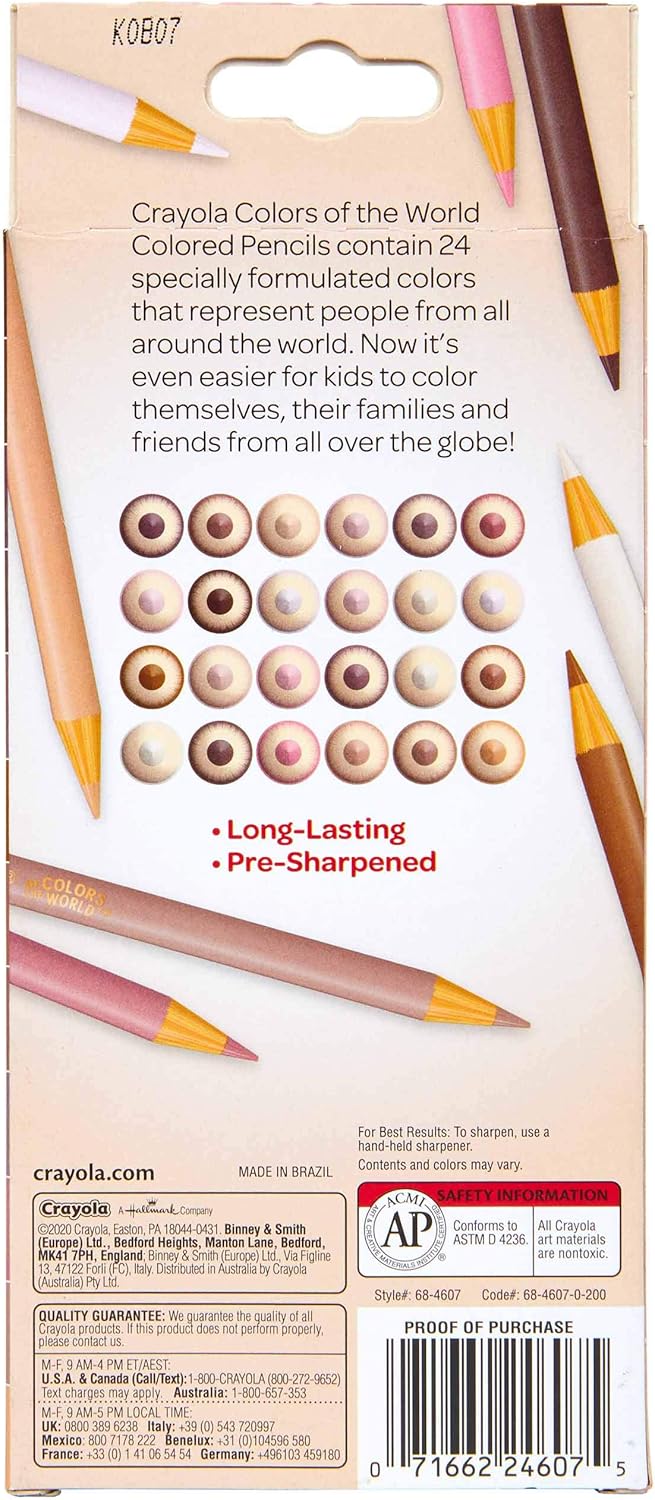 Crayola Colours of the World Coloured Pencils - 24 Multicultural Skin Tone Pencils for Kids 3+ 6