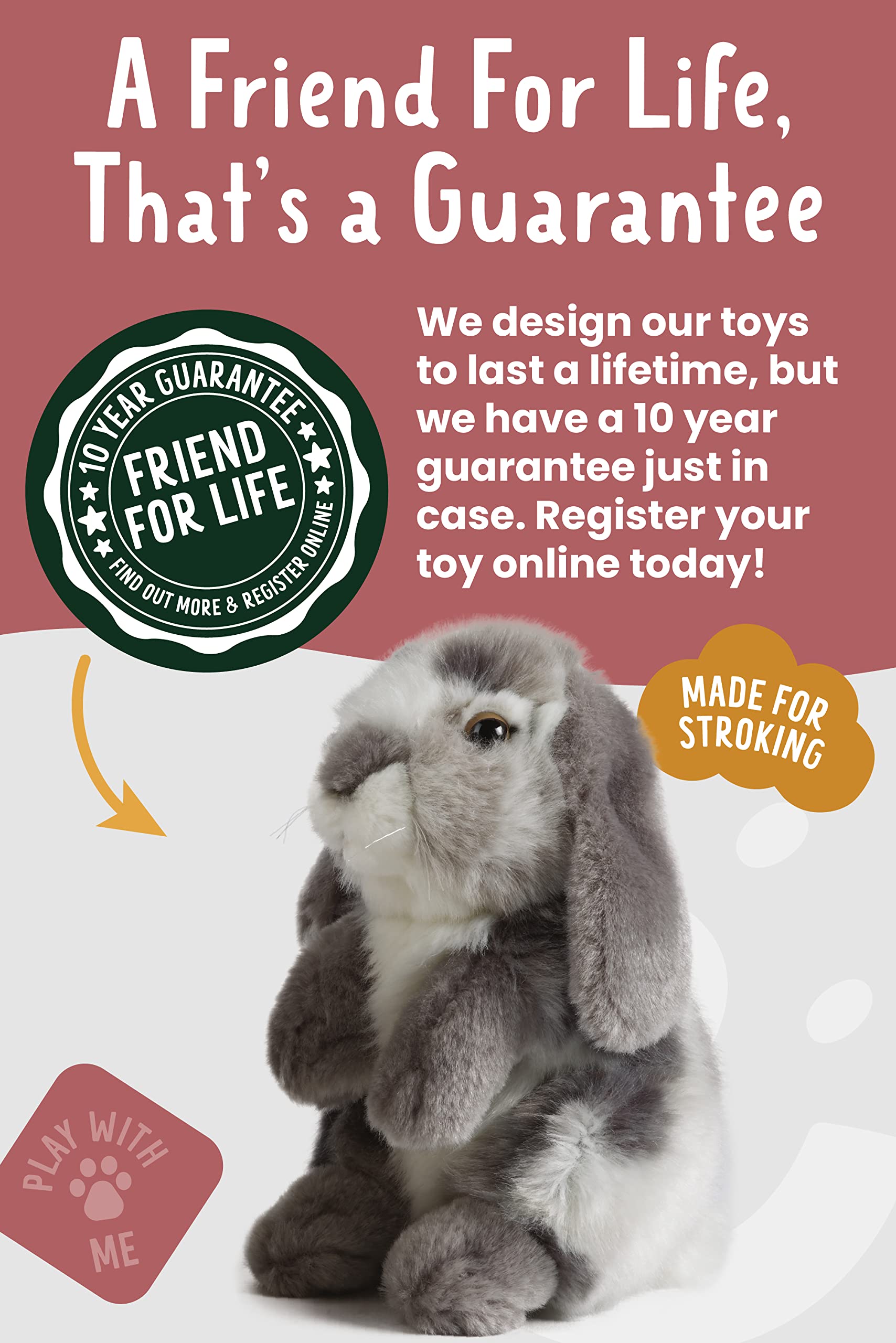 Living Nature Sitting Lop Eared Rabbit Plush Toy - 18 cm, Naturli Eco-Friendly Stuffed Animal 5