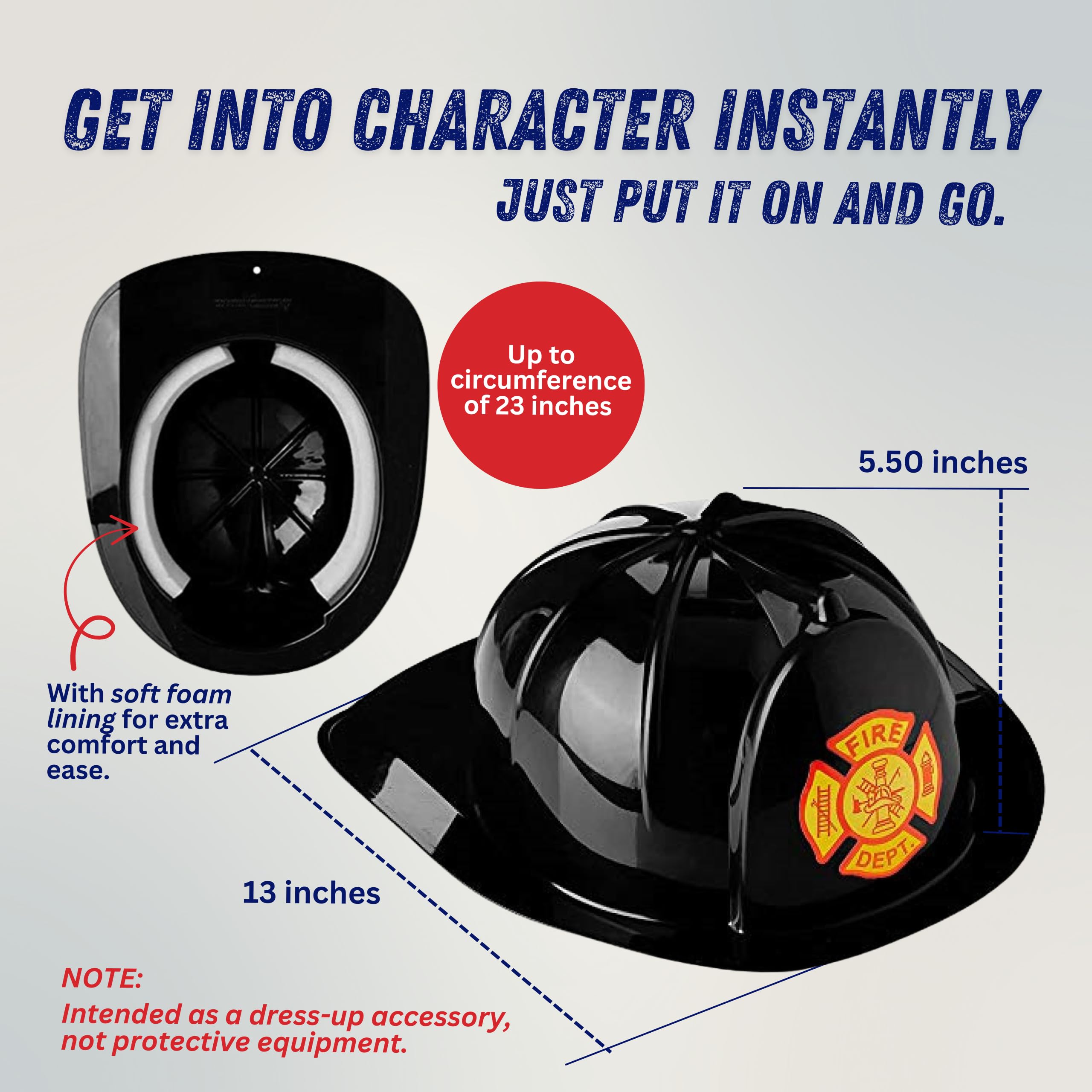 Dress Up America Firefighter Costume Helmet - One Size Fits Most 3