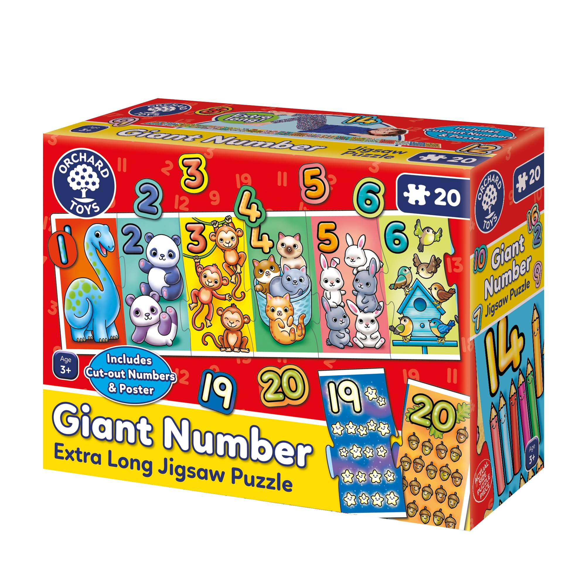 Orchard Toys Giant Number Jigsaw Puzzle - Educational 1-20 Counting Toy for Ages 3+ | 20 Pieces