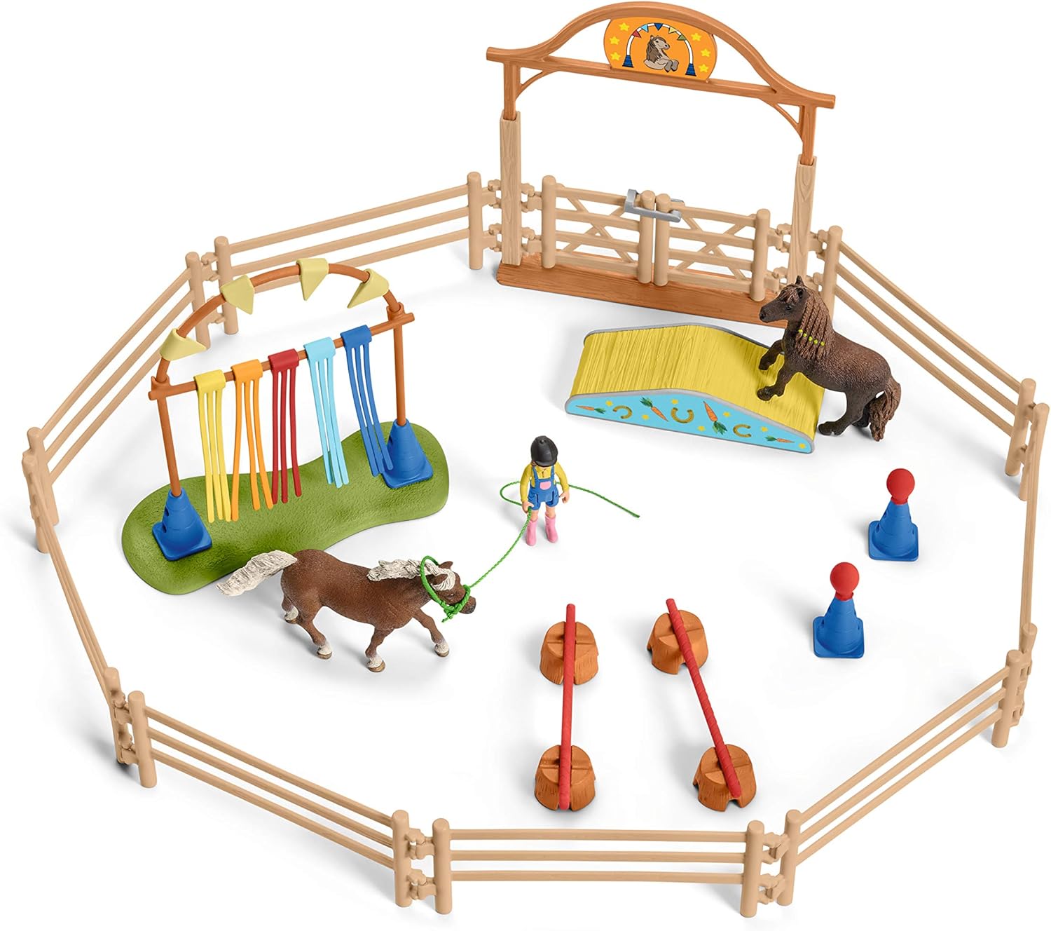 Schleich 42481 Pony Agility Training Playset - Farm World Animal Figures for Kids 3+ 9