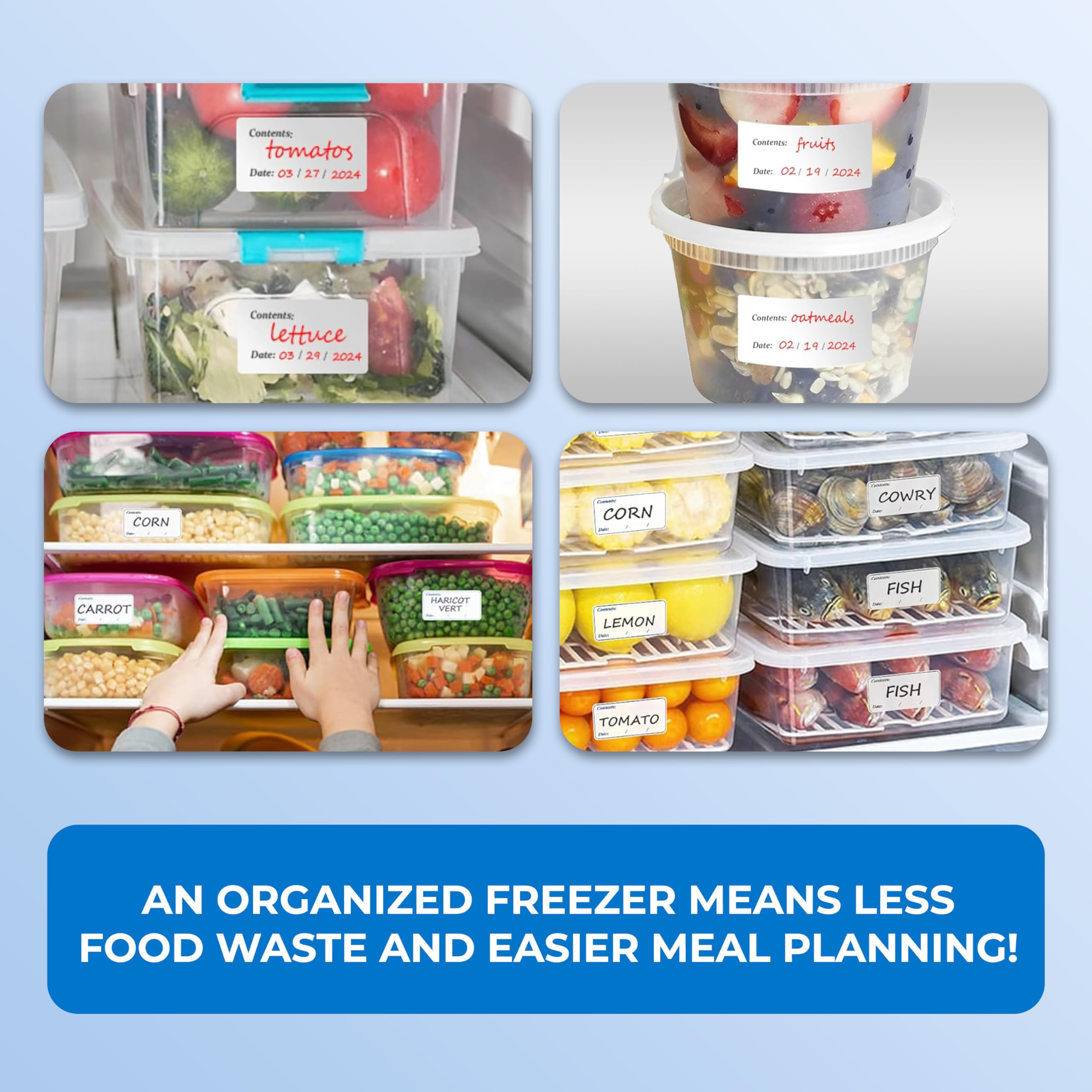 Double Dragon Premium Removable Freezer Stickers - 200 Pack, 6x3cm | Waterproof & Residue-Free 3