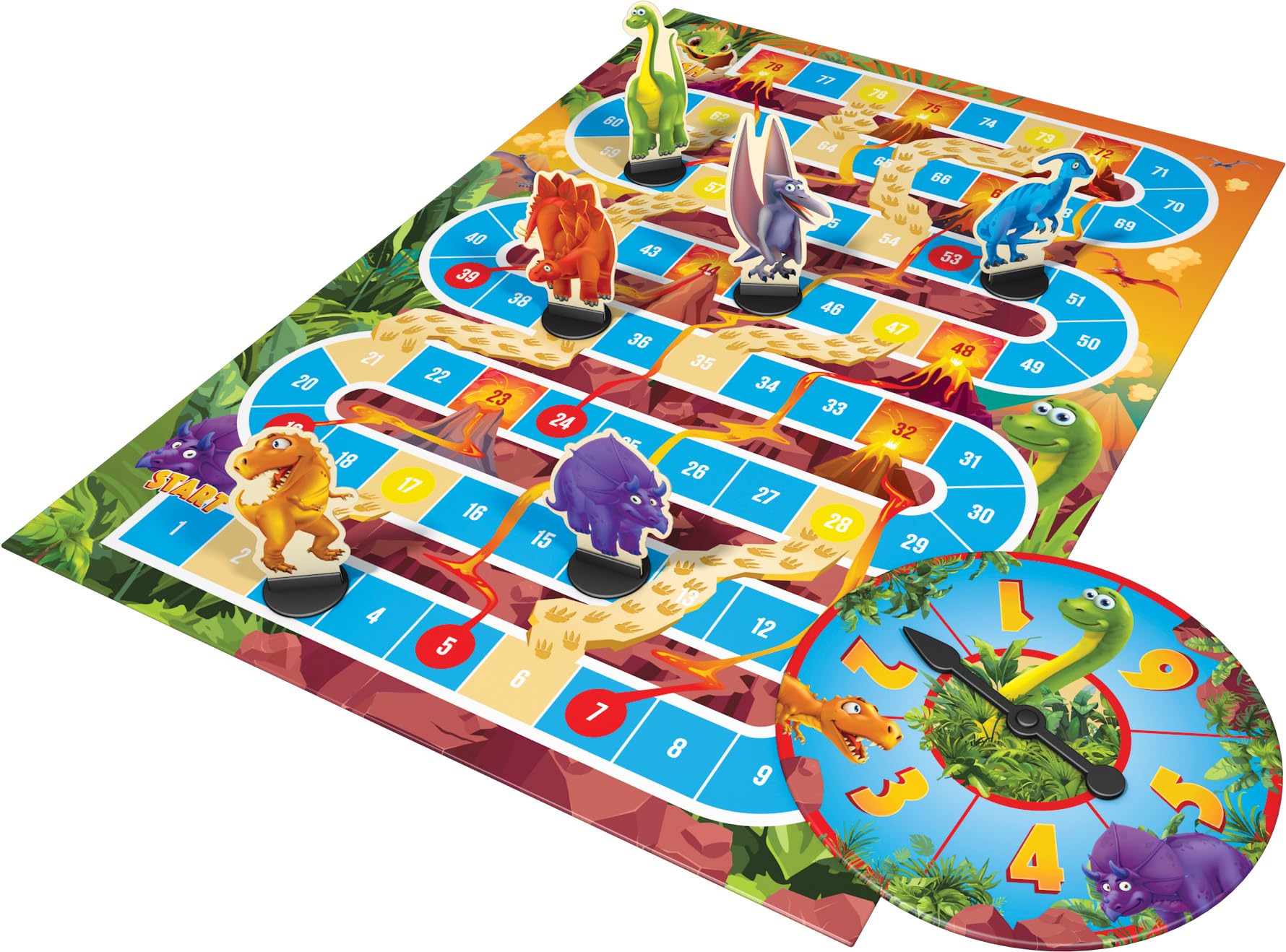 Outset Media Dinosaur Snakes & Ladders Board Game | Ages 3+ | 2-6 Players | No Reading Required 2