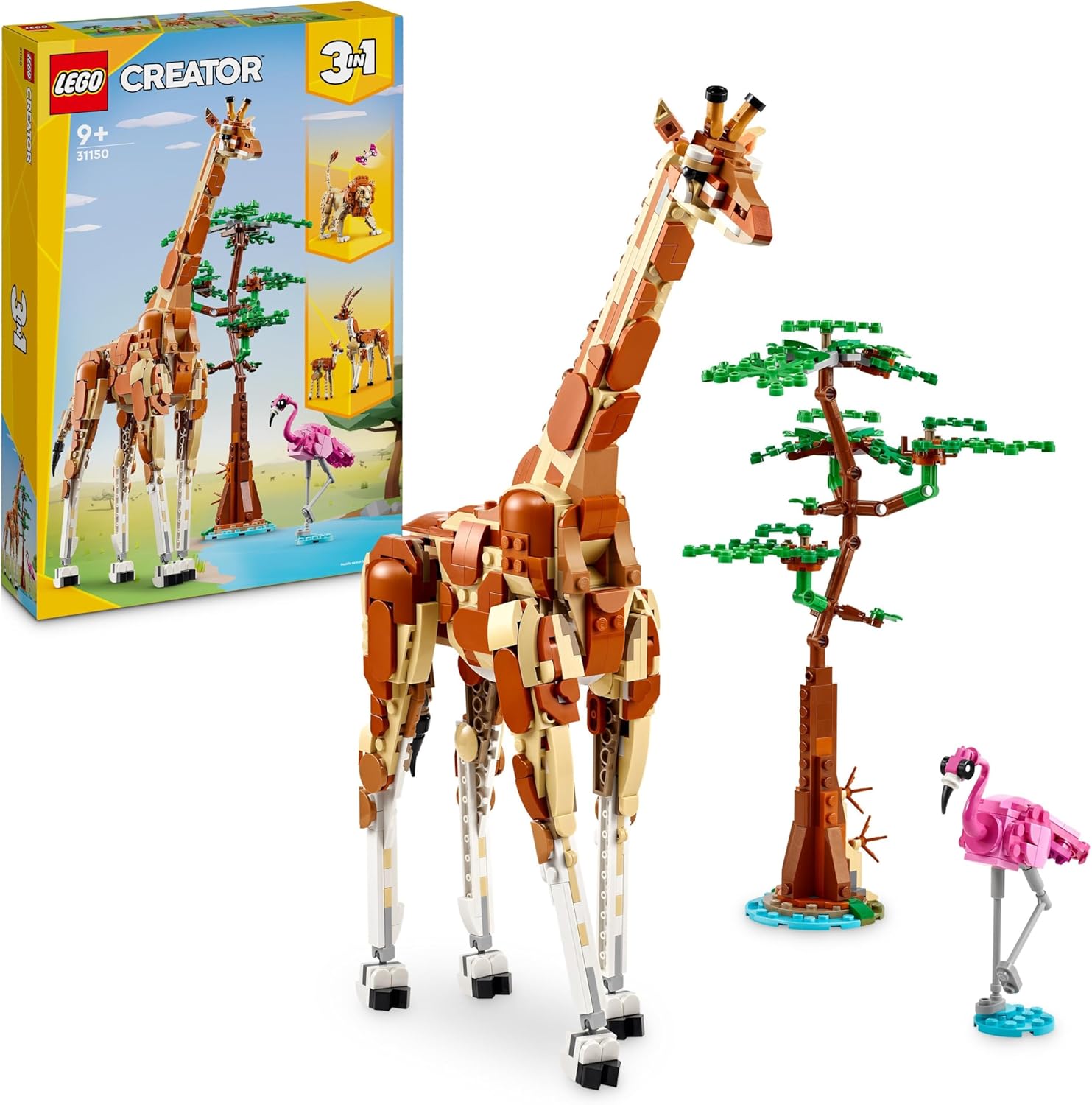 LEGO Creator 3in1 Wild Safari Animals - Buildable Giraffe, Gazelle & Lion Playset for Kids 9+