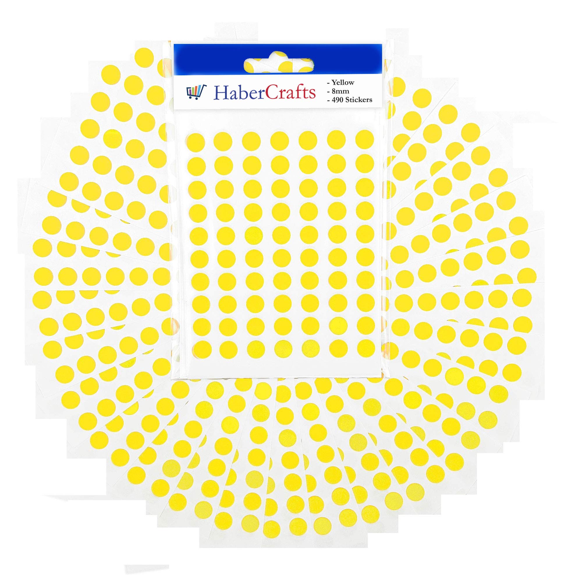 Habercrafts 8mm Yellow Dot Colour-Coding Labels - 490 Stickers | Premium Paper | Residue-Free Adhesive 1