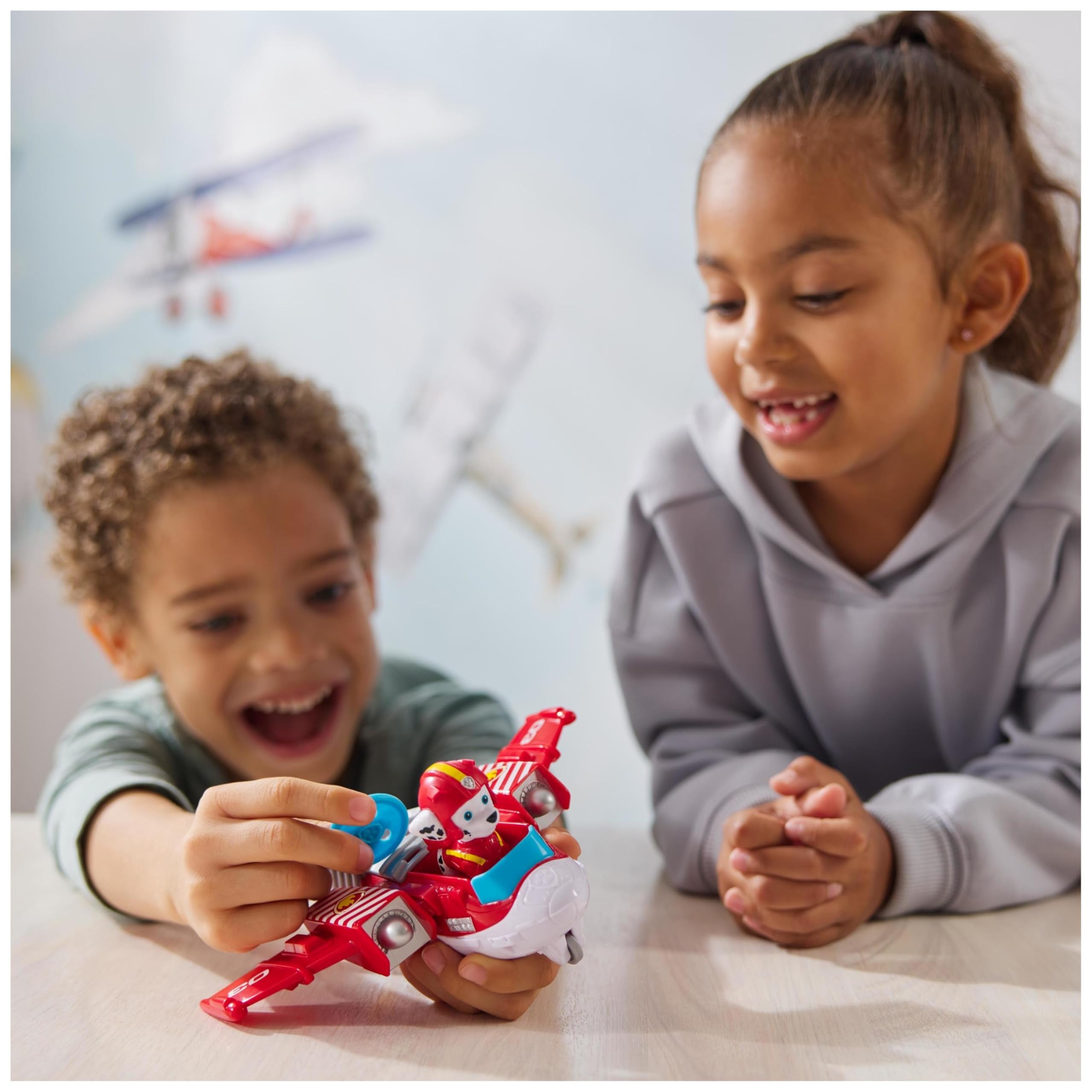 Paw Patrol Air Rescue Marshall Action Figure & Hero Hydro Plane Toy - Fire Rescue Vehicle with Water Disk Launcher 6