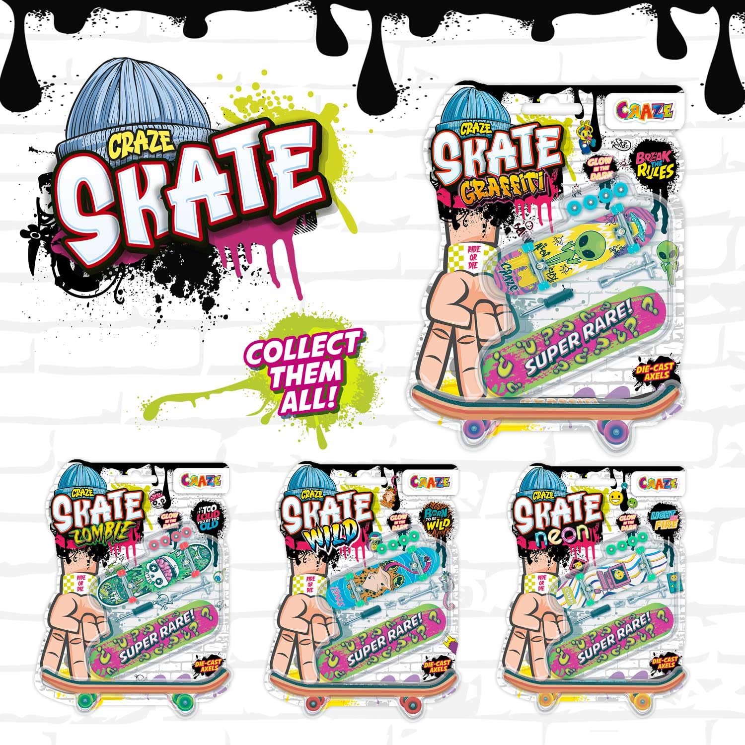 CRAZE SKATE Fingerboard Set - 2-Pack Mini Skateboards with Surprise Designs 5