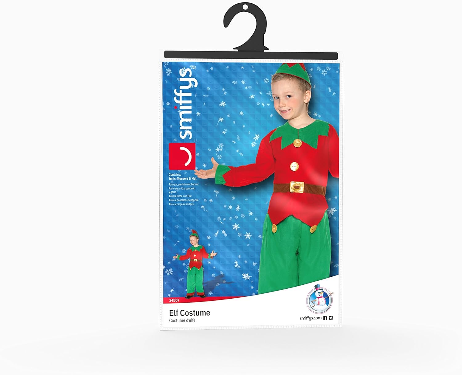 Smiffys Elf Costume - Children's Red & Green Tunic, Trousers & Hat (Ages 4-6) 5