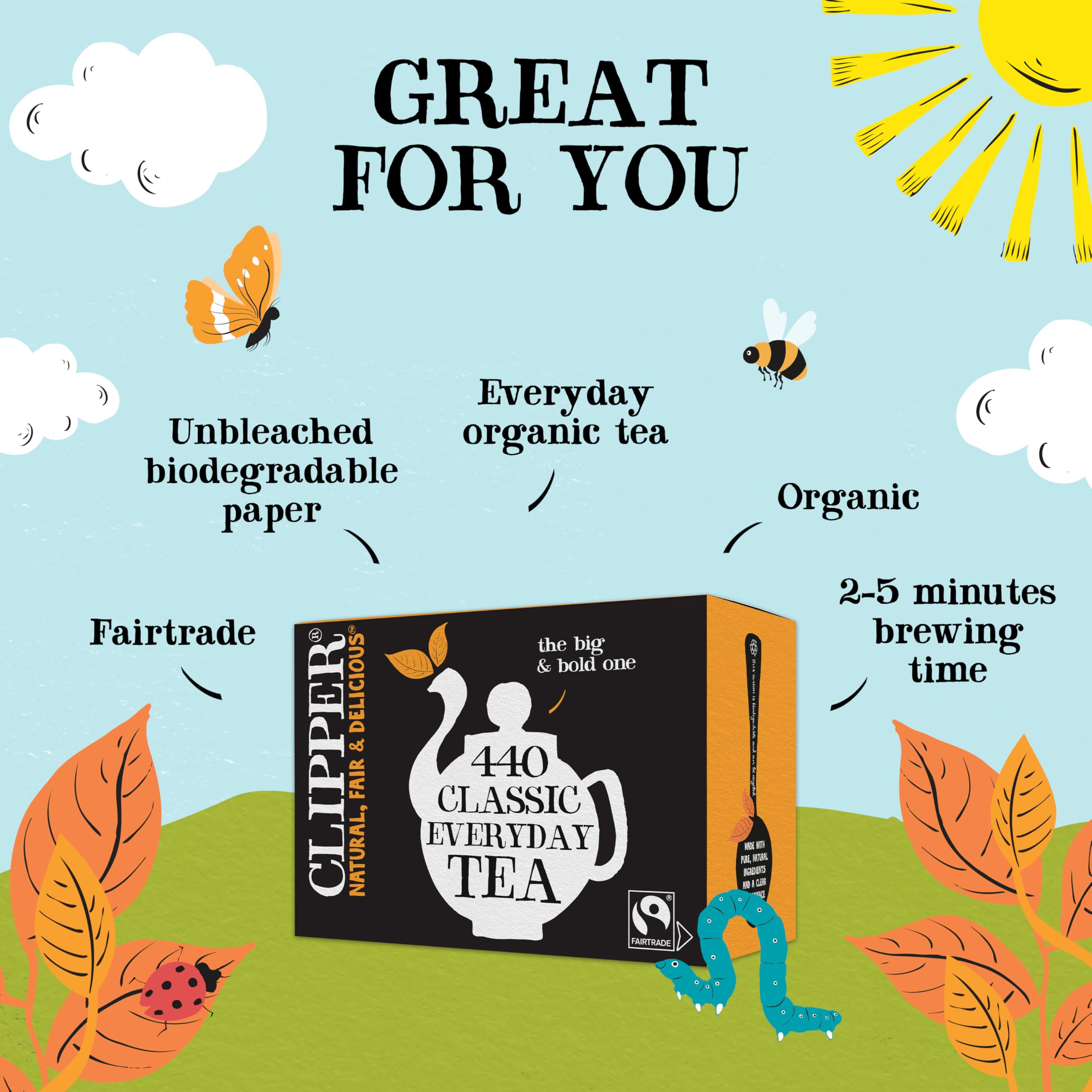 Clipper Fairtrade Everyday One Cup Teabags (440 Teabags) 12