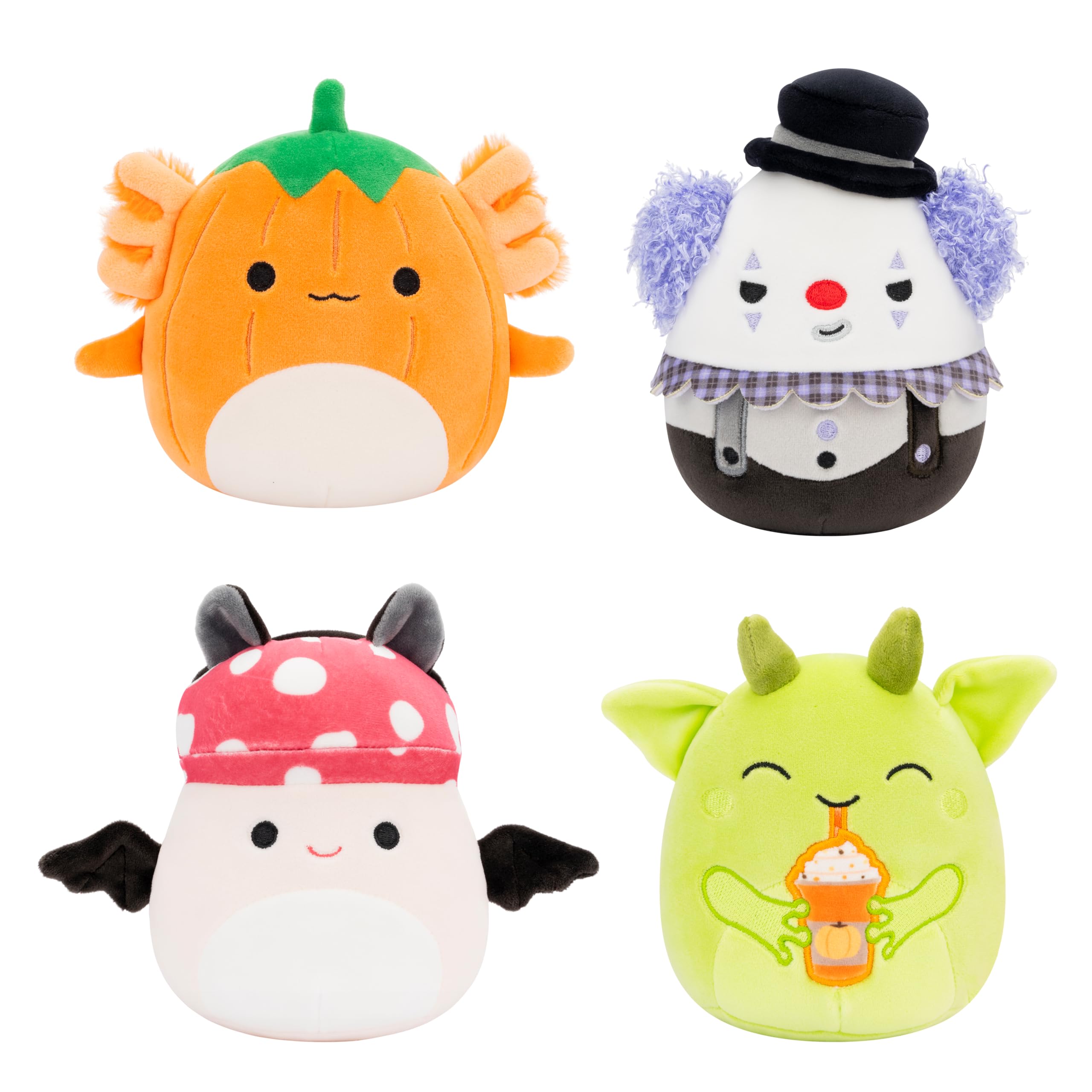 Squishmallows Halloween 4-Pack Plush – Gabin, Fitzy, Malcolm, Ms. K – 5-Inch Stuffed Animals by Jazwares