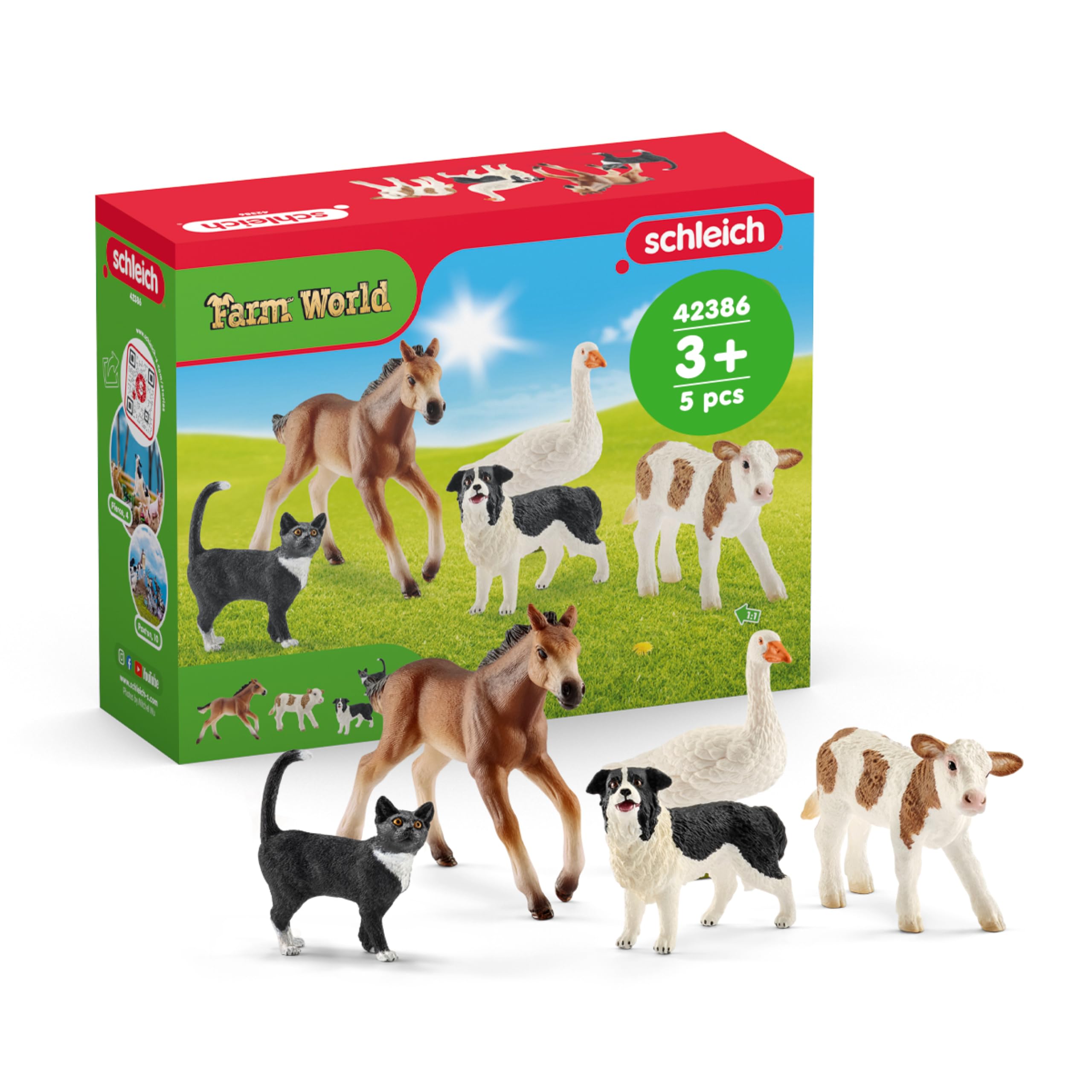 Schleich Farm World Animals Figurines Set - 5pc Realistic Figures | Ages 3+ | Plastic