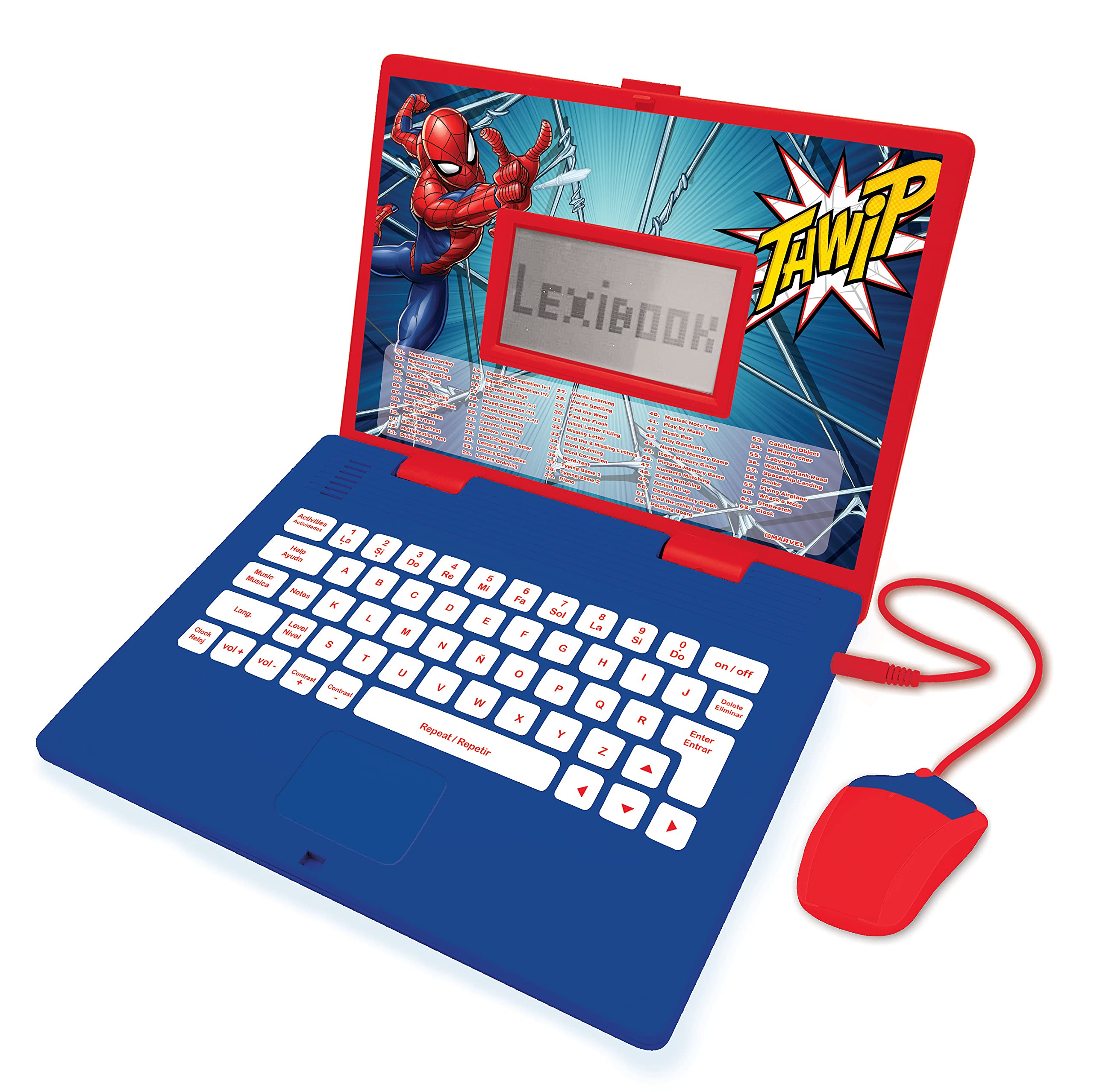 Lexibook Spider-Man Educational Bilingual Laptop - 124 Activities for Kids Ages 3+