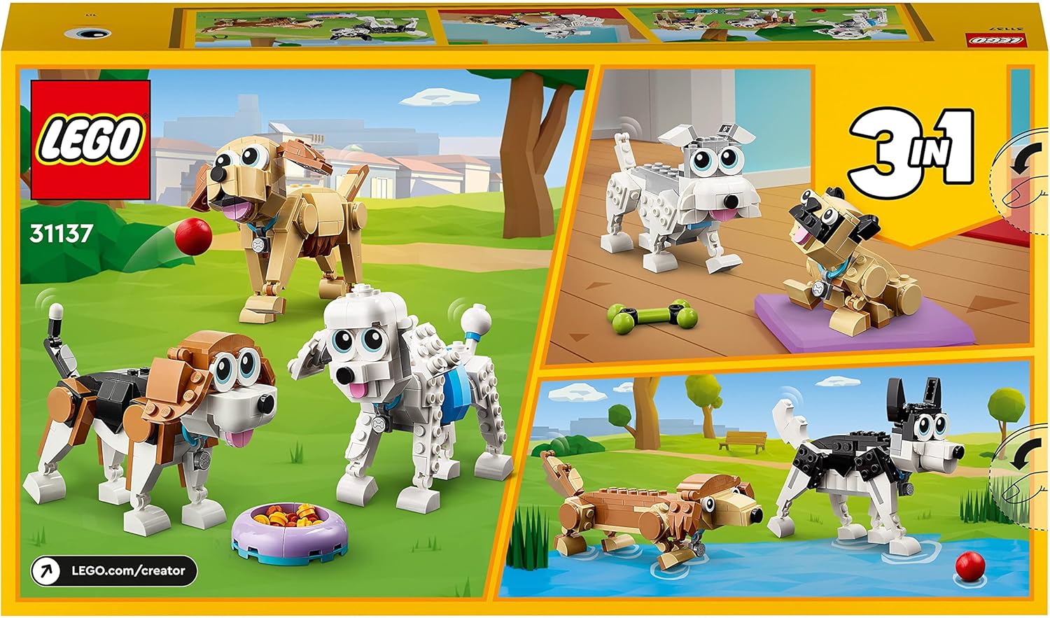 LEGO Creator 3-in-1-Bauset „Entzückende Hunde“ – 7 Rassenfiguren für Kinder ab 7 Jahren 4