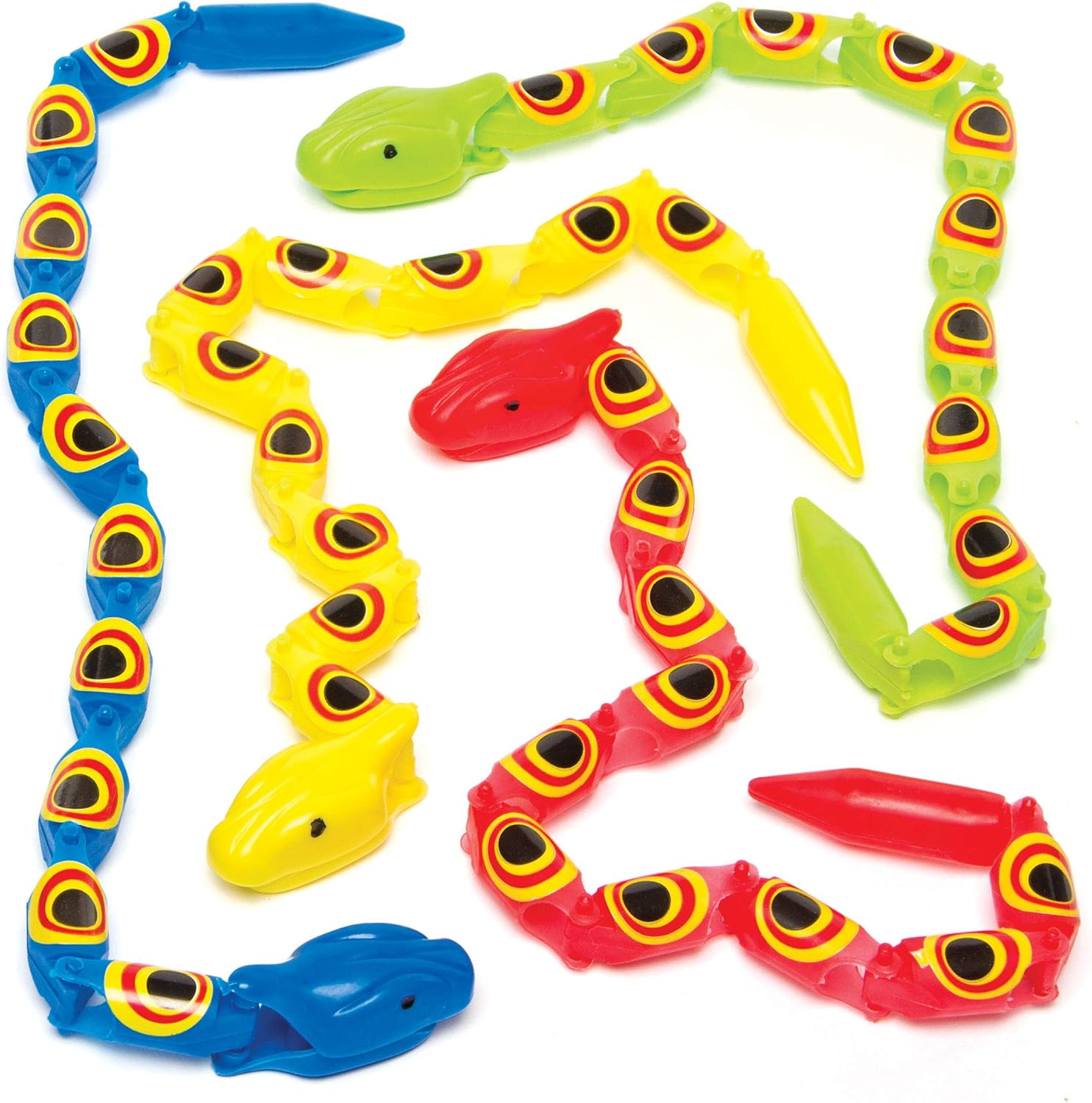 Baker Ross Jointed Wiggly Snakes - Fun Party Filler Toy for Kids (Pack of 10, Assorted Colors)