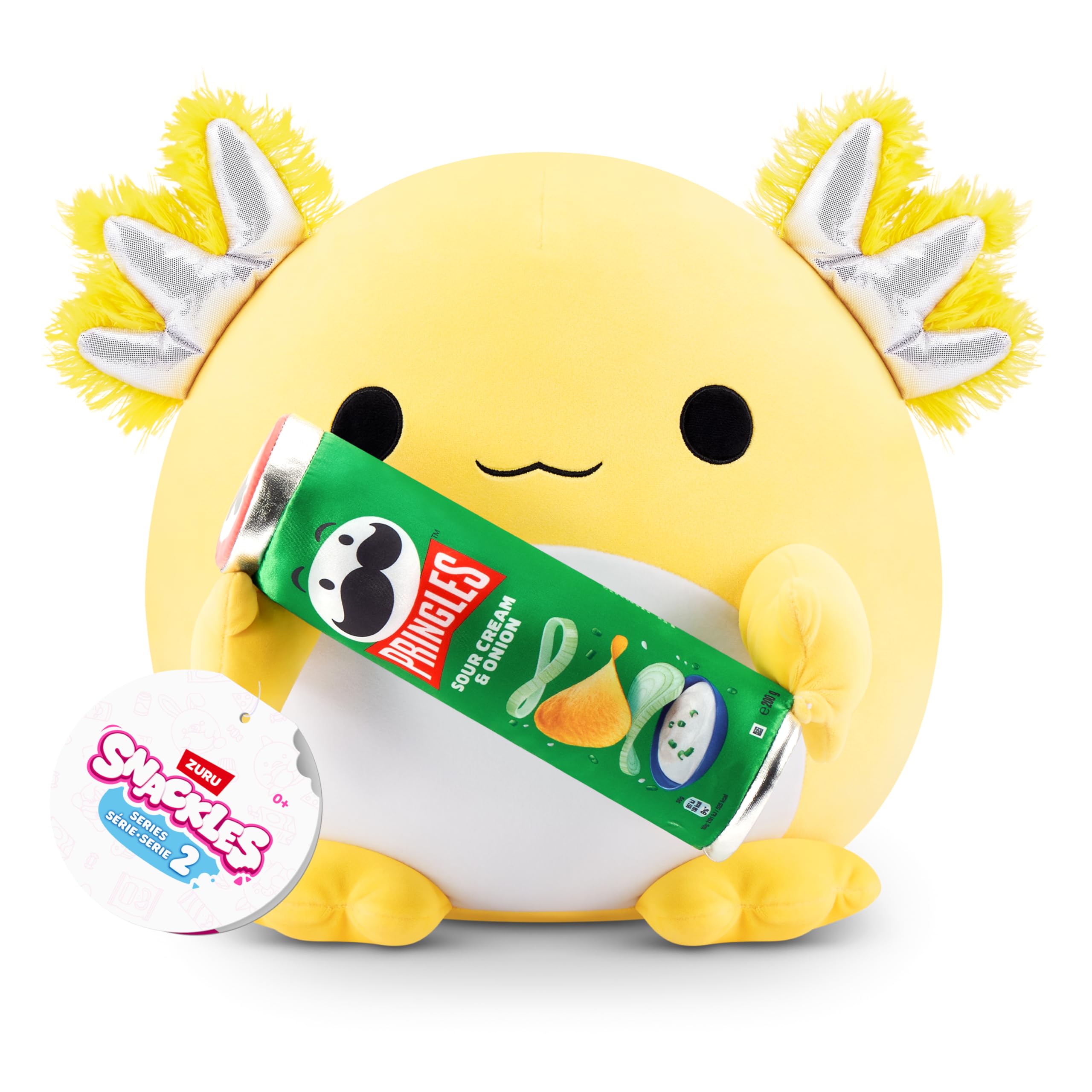 Snackles Series 2 Wave 2 Axolotl - 35 cm Super Soft Plush with Pringles Sour Cream & Onion Snack Accessory