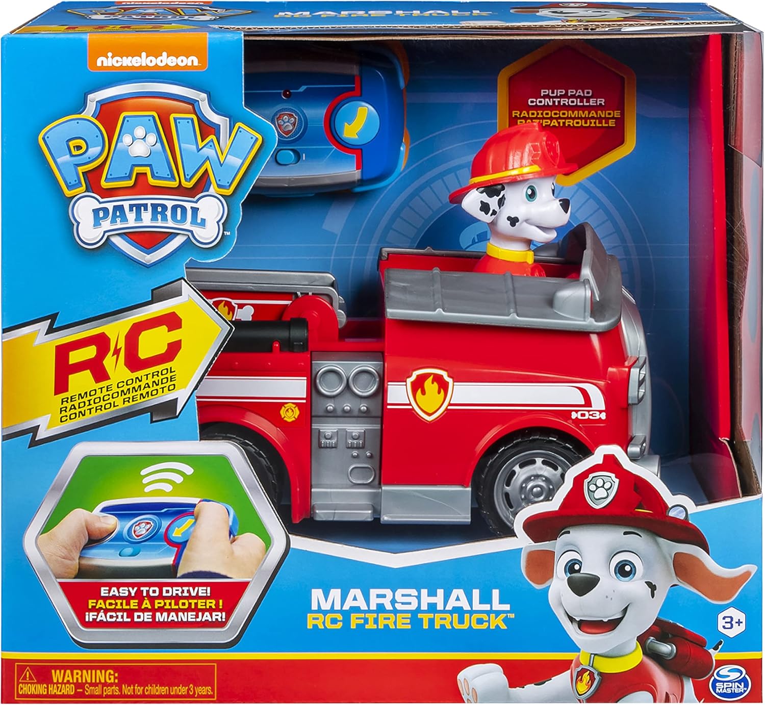 PAW Patrol Marshall Remote Control Fire Truck - 2-Way Steering for Kids 3+ 6