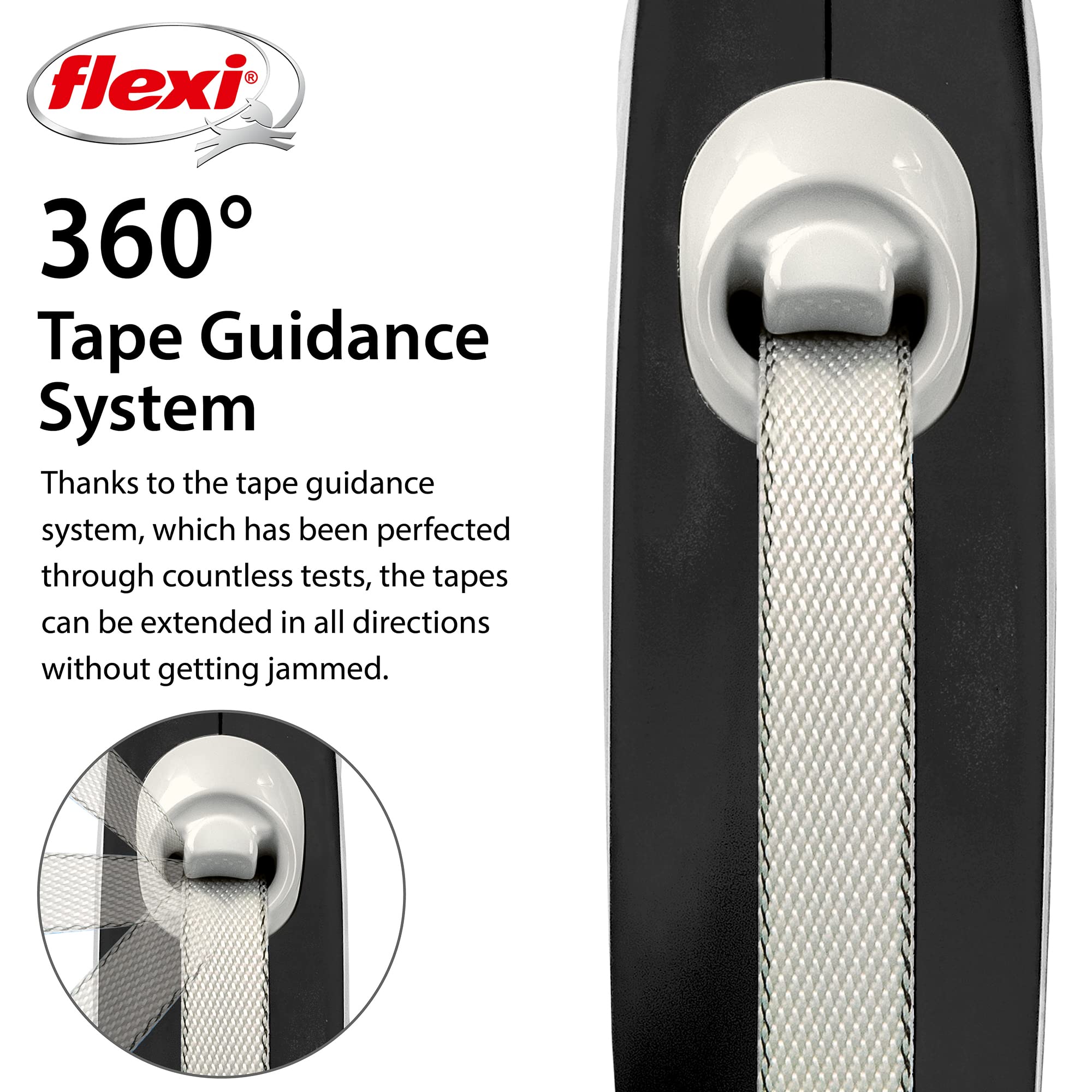 flexi New Comfort S Retractable Dog Leash | 5m Tape | Up to 15kg | Grey & Black 3