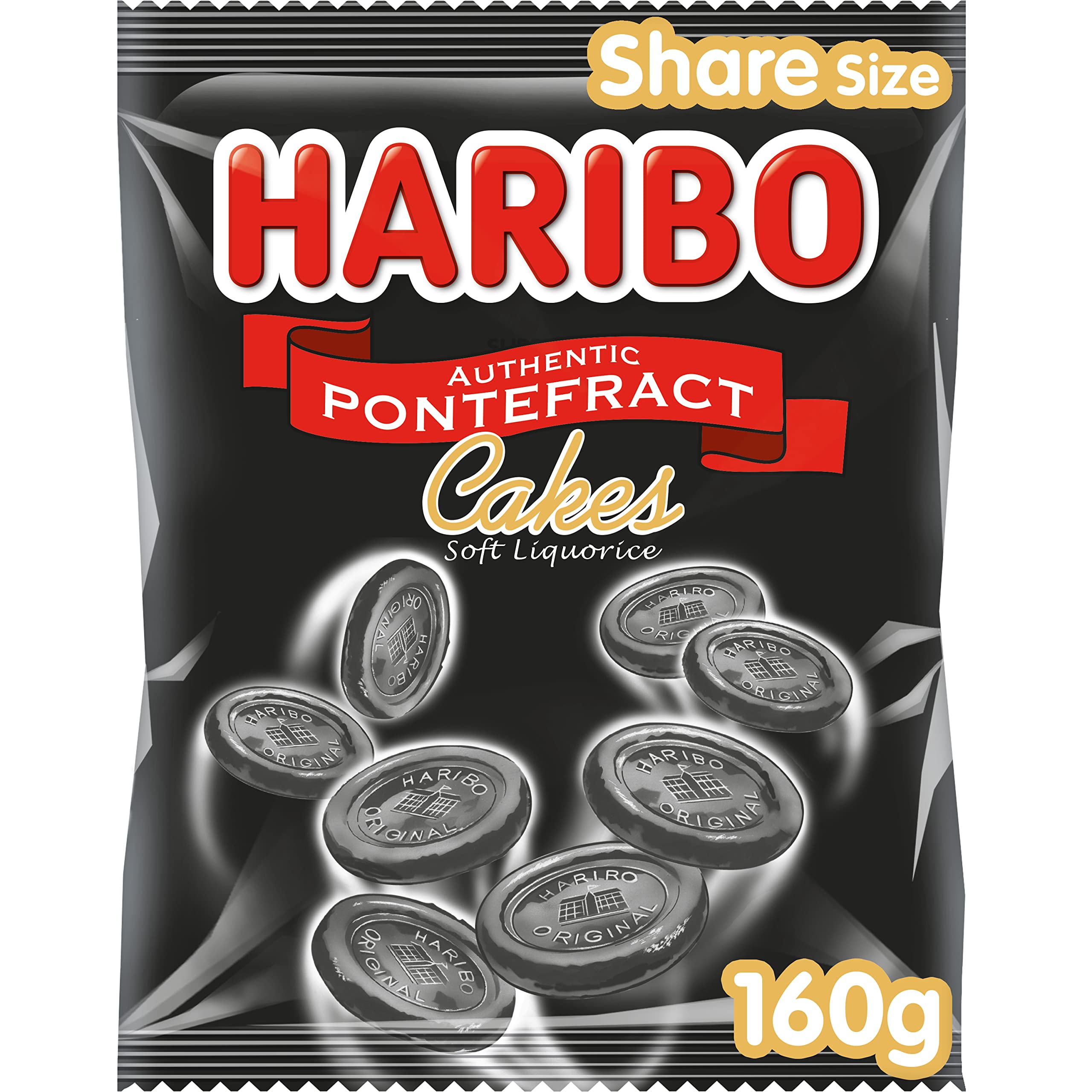 HARIBO Pontefract Cake Liquorice - 160g Bag | Without Artificial Colours