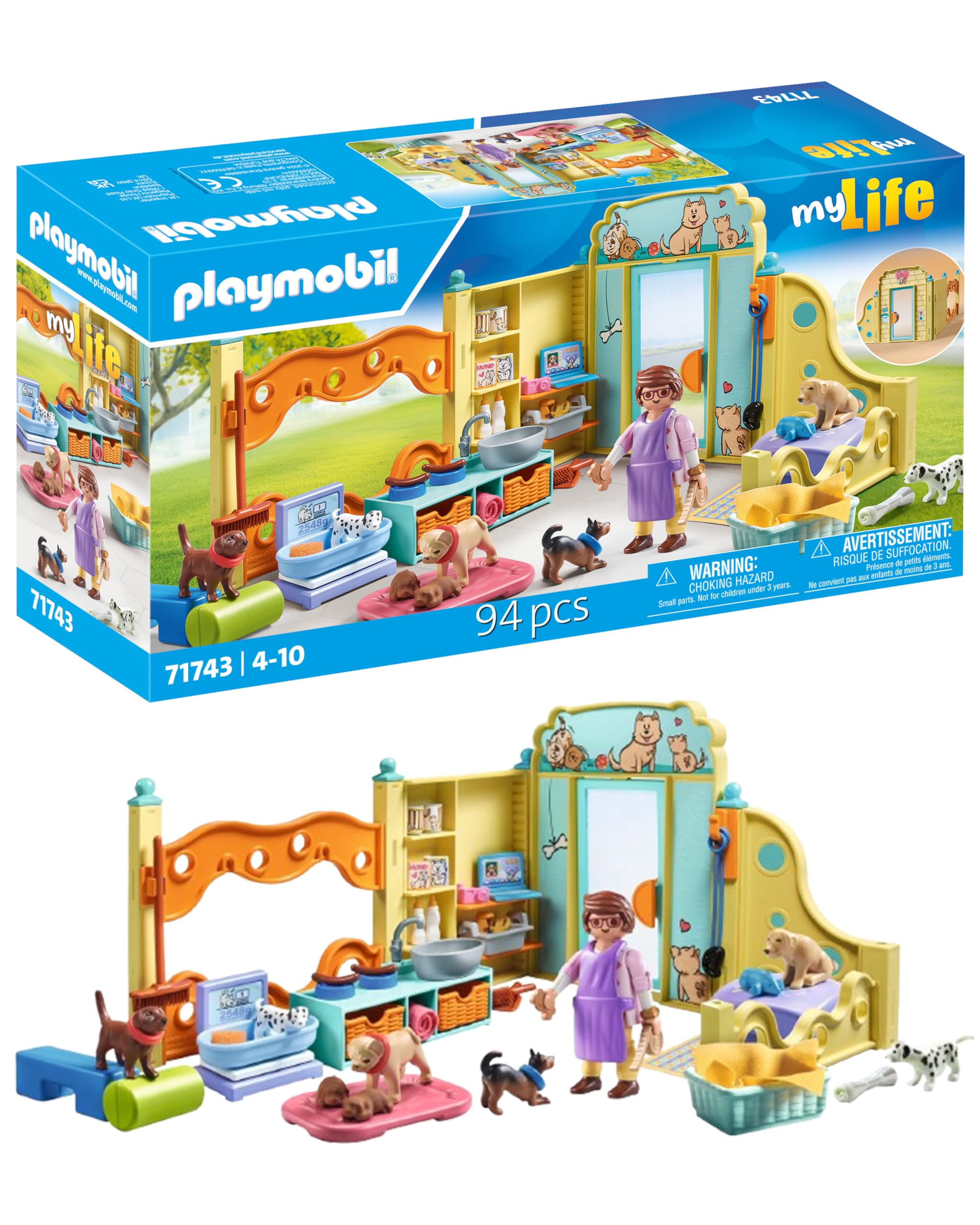 PLAYMOBIL My Life Puppy House Playset - Animal Figures Set for Kids Ages 4+