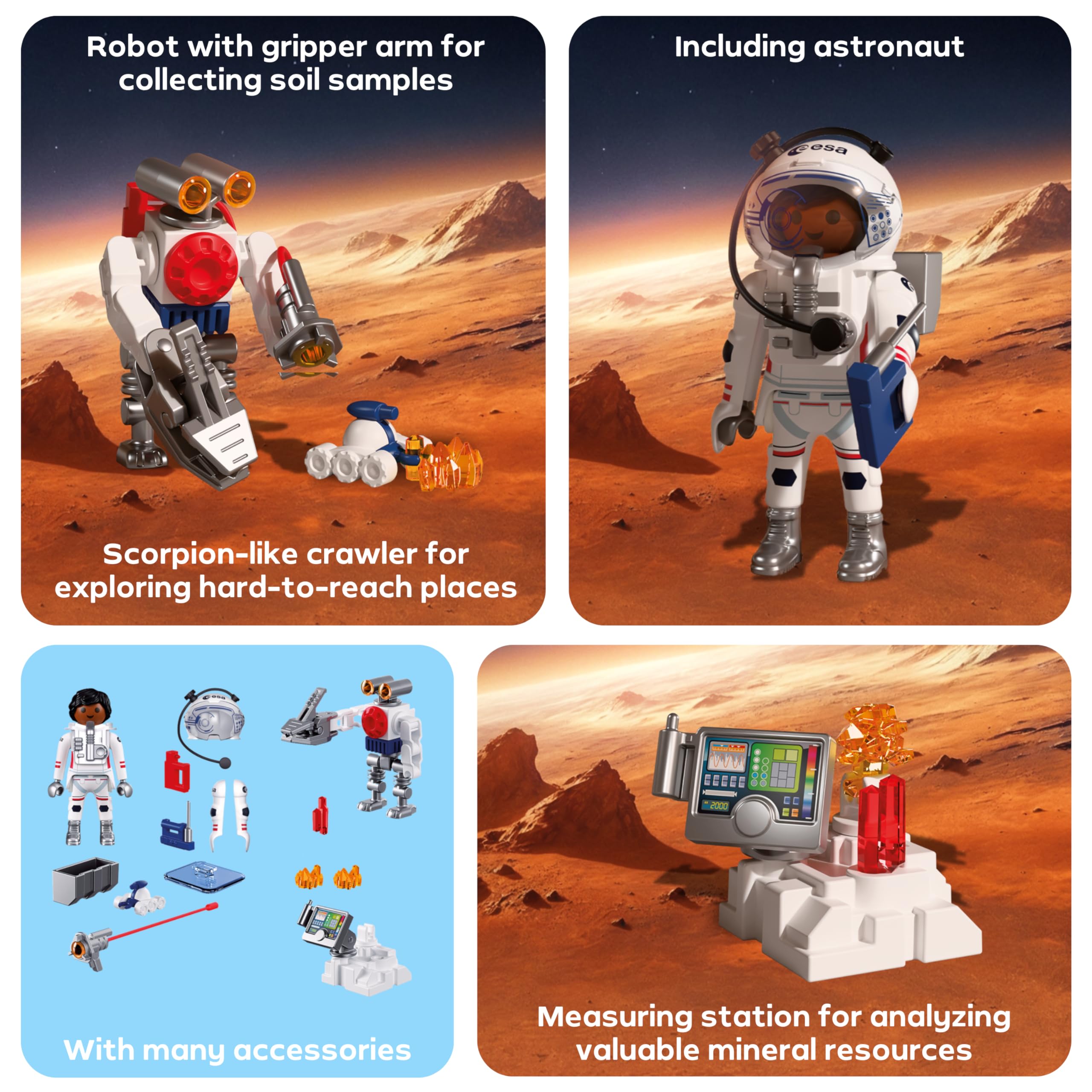 Playmobil Space ESA: Astronaut with Robot Playset | Mars Crawler | Ages 4+ | Model 72014 6