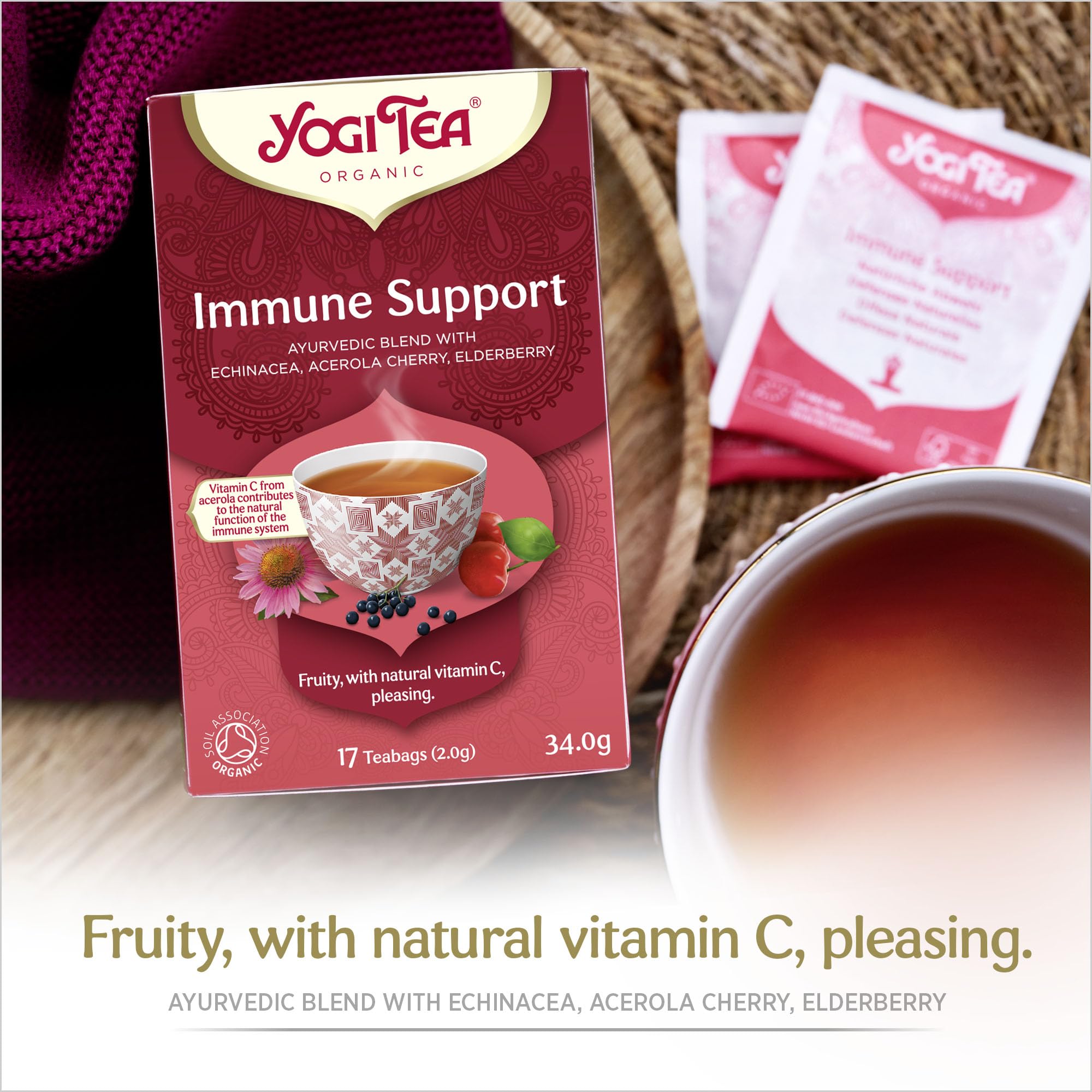 YOGI TEA – Bio-Kräutertee zur Unterstützung des Immunsystems mit Vitamin C, Echinacea, Acerola-Kirsche und Holunderbeere, 6 x 17 Teebeutel (insgesamt 102) 4