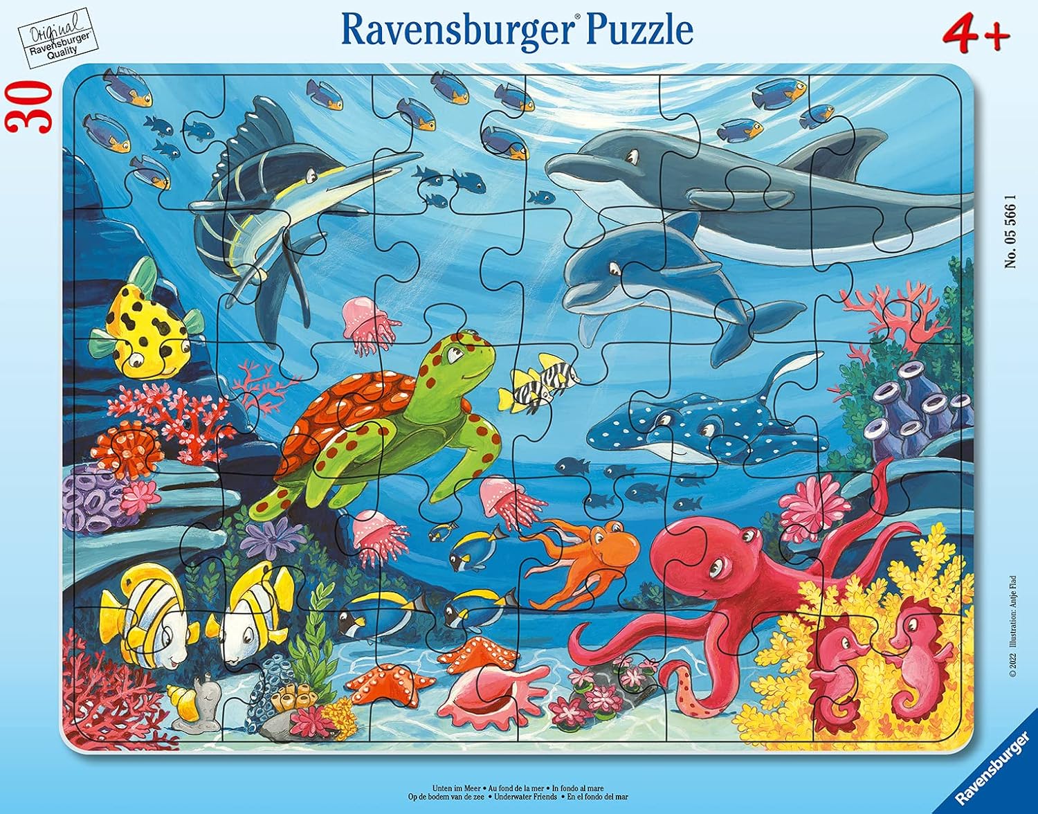 Ravensburger Bottom in The Sea 30-Piece Frame Puzzle - Underwater Friends for Kids 4 Years and Up