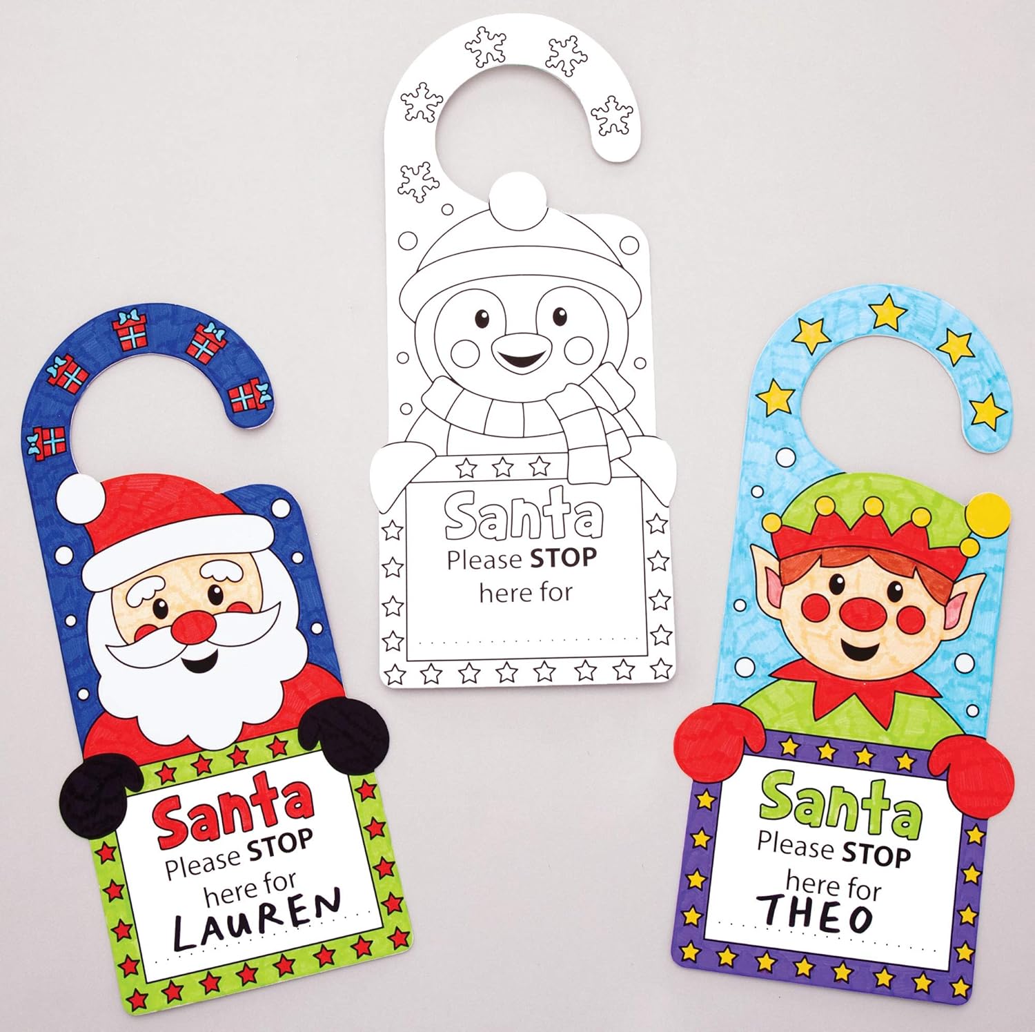 Baker Ross AT167 Christmas Colour in Door Hangers - Pack of 10 Festive Papercraft Decorations