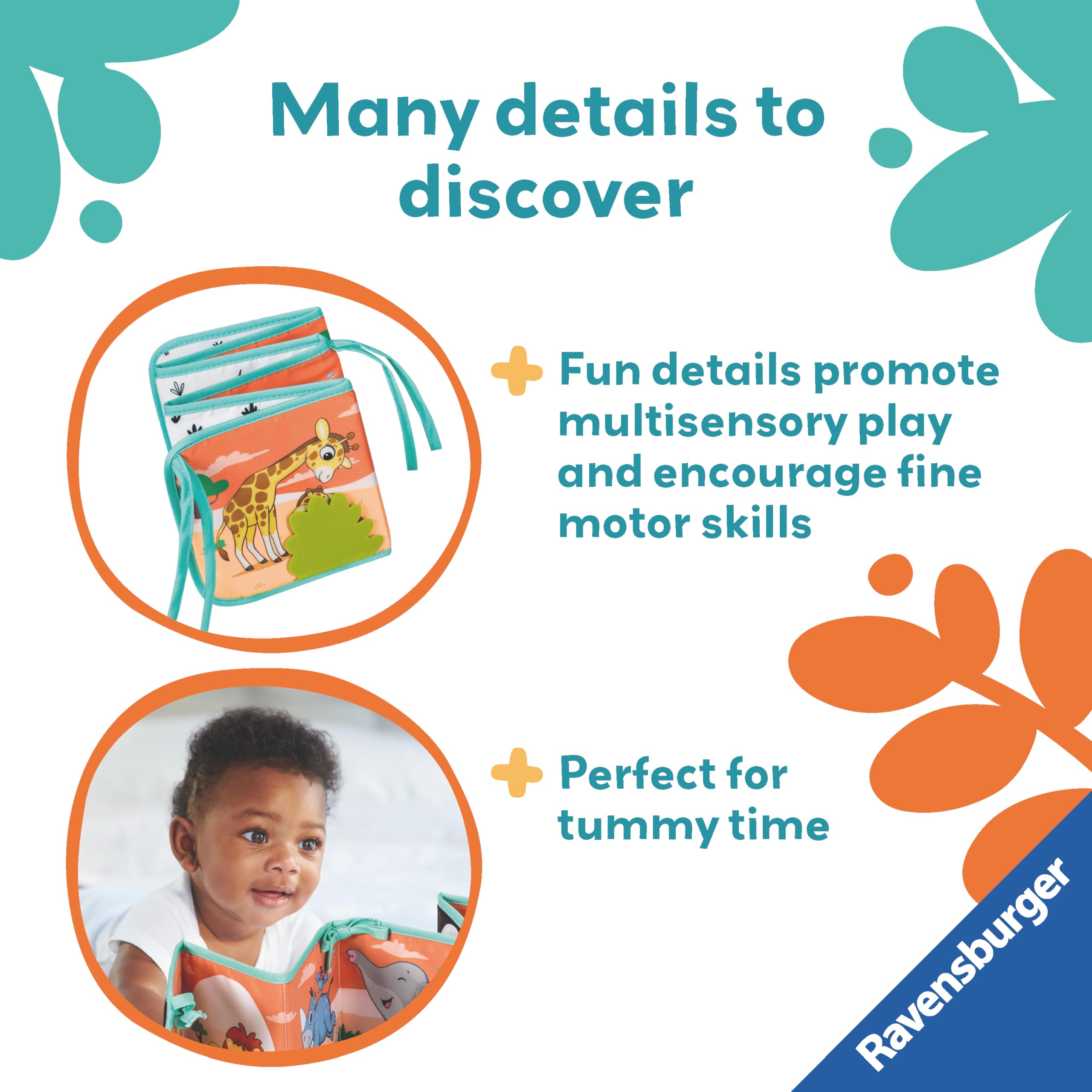 Ravensburger Play+ Tummy Time Wild Animals Baby Sensory Development Toy