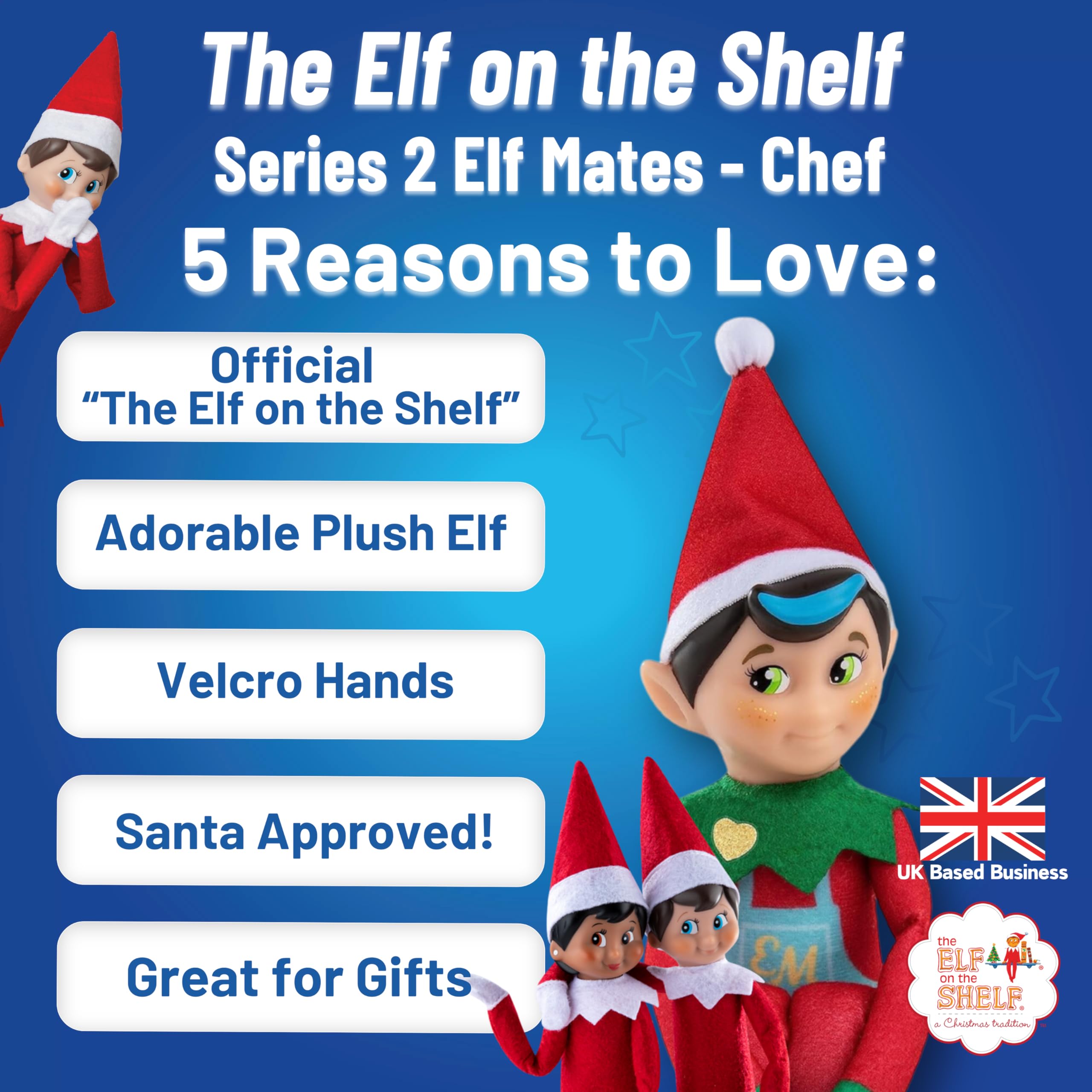 The Elf on the Shelf - Elf Mates Chef Blue Plush Elf with Velcro Hands