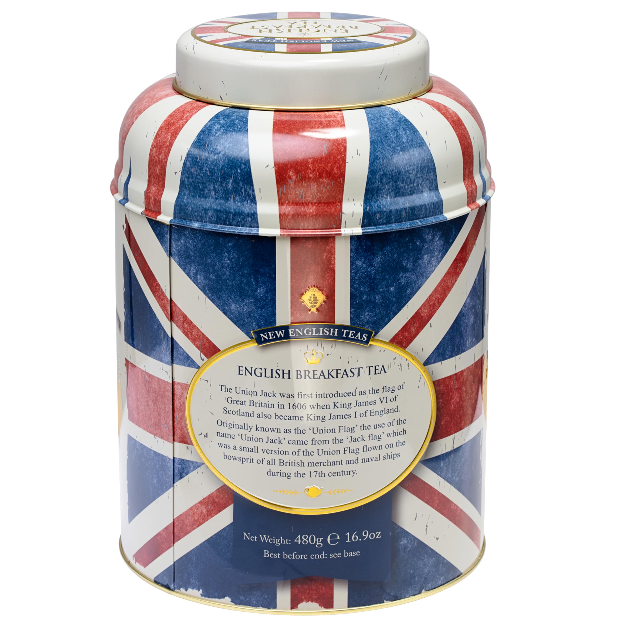 New English Teas Union Jack Große, runde Teedose mit 240 Teebeuteln für das englische Frühstück 5