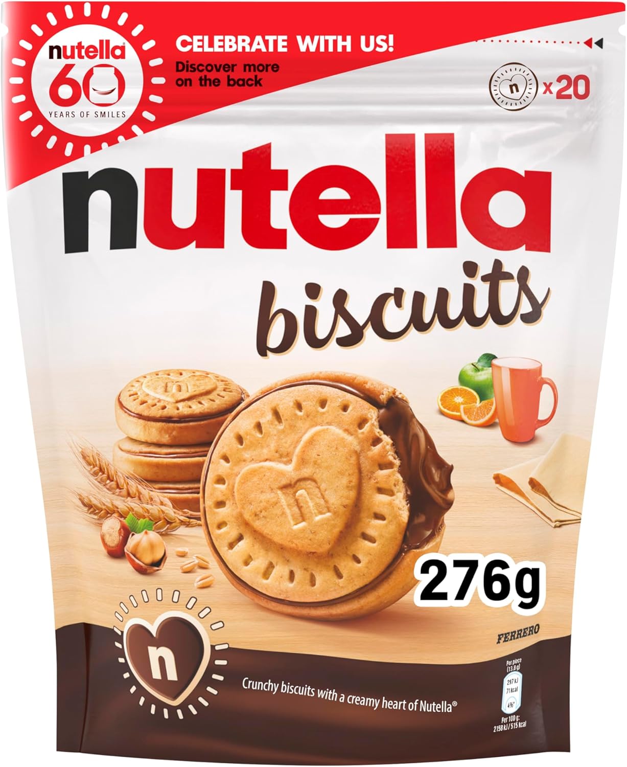 Nutella Biscuits Pouch, 276g - Crunchy Biscuits Filled with Hazelnut Cocoa Spread