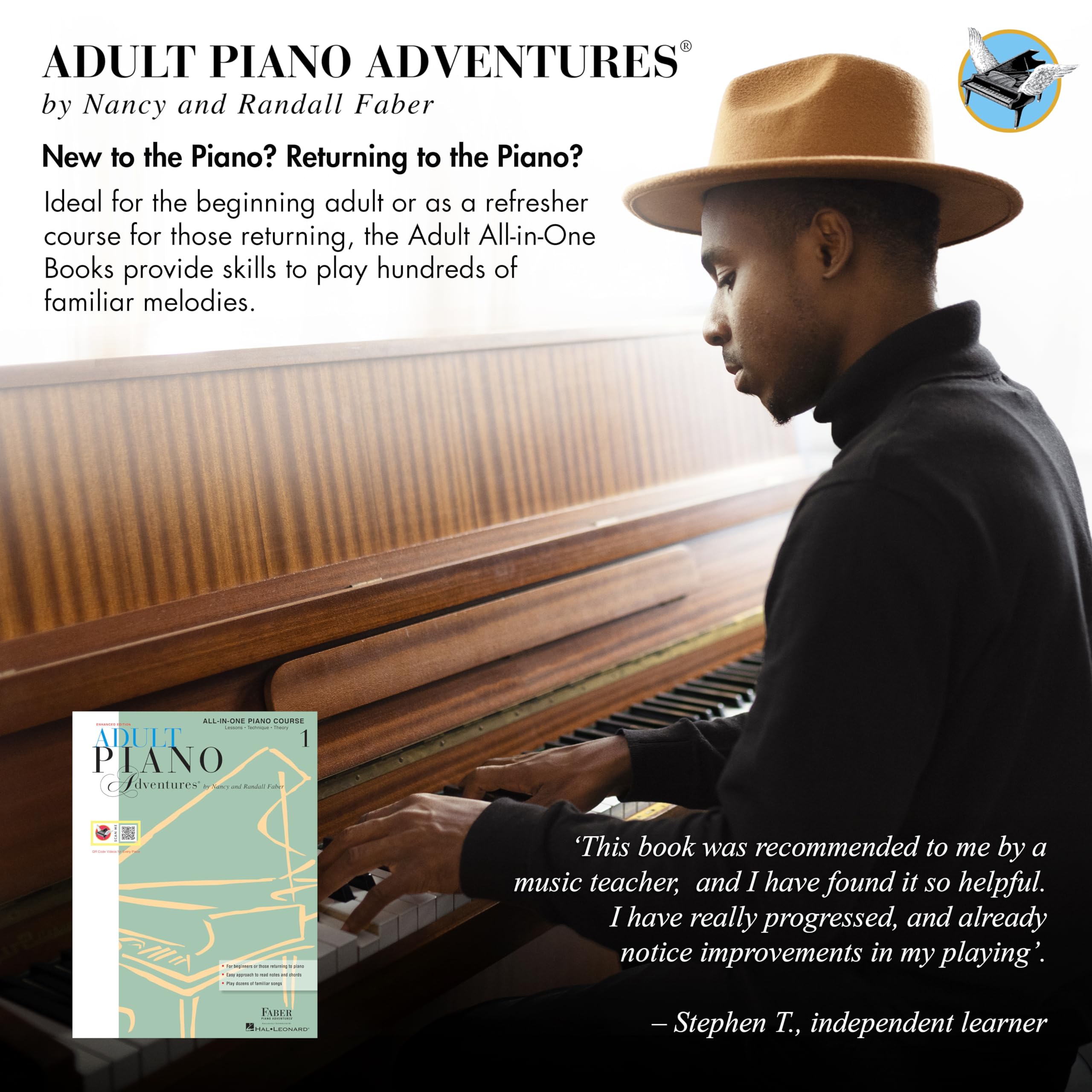 Faber Piano Adventures Adult Piano Adventures - All-in-One Piano Course Book 1 | Spiral Bound | Includes Online Media 2