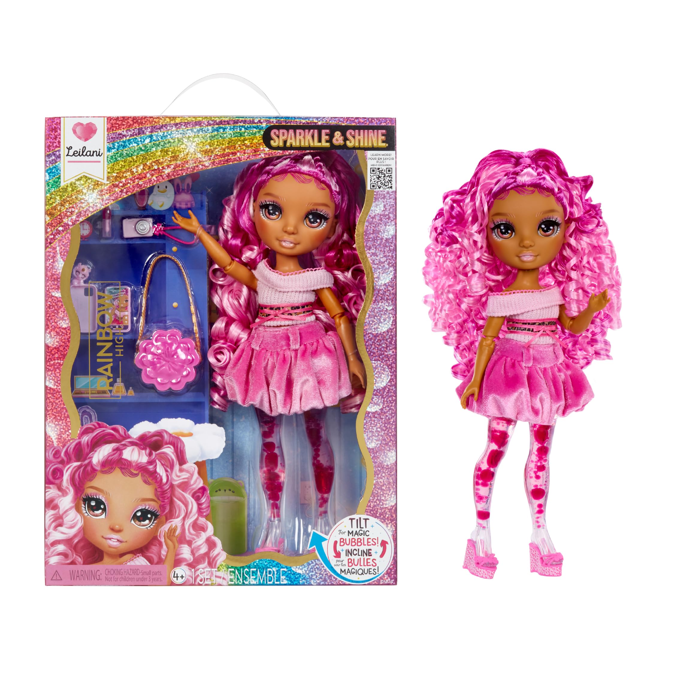 Rainbow High Leilani Sparkle & Shine Fashion Doll with Magic Bubbles in Legs