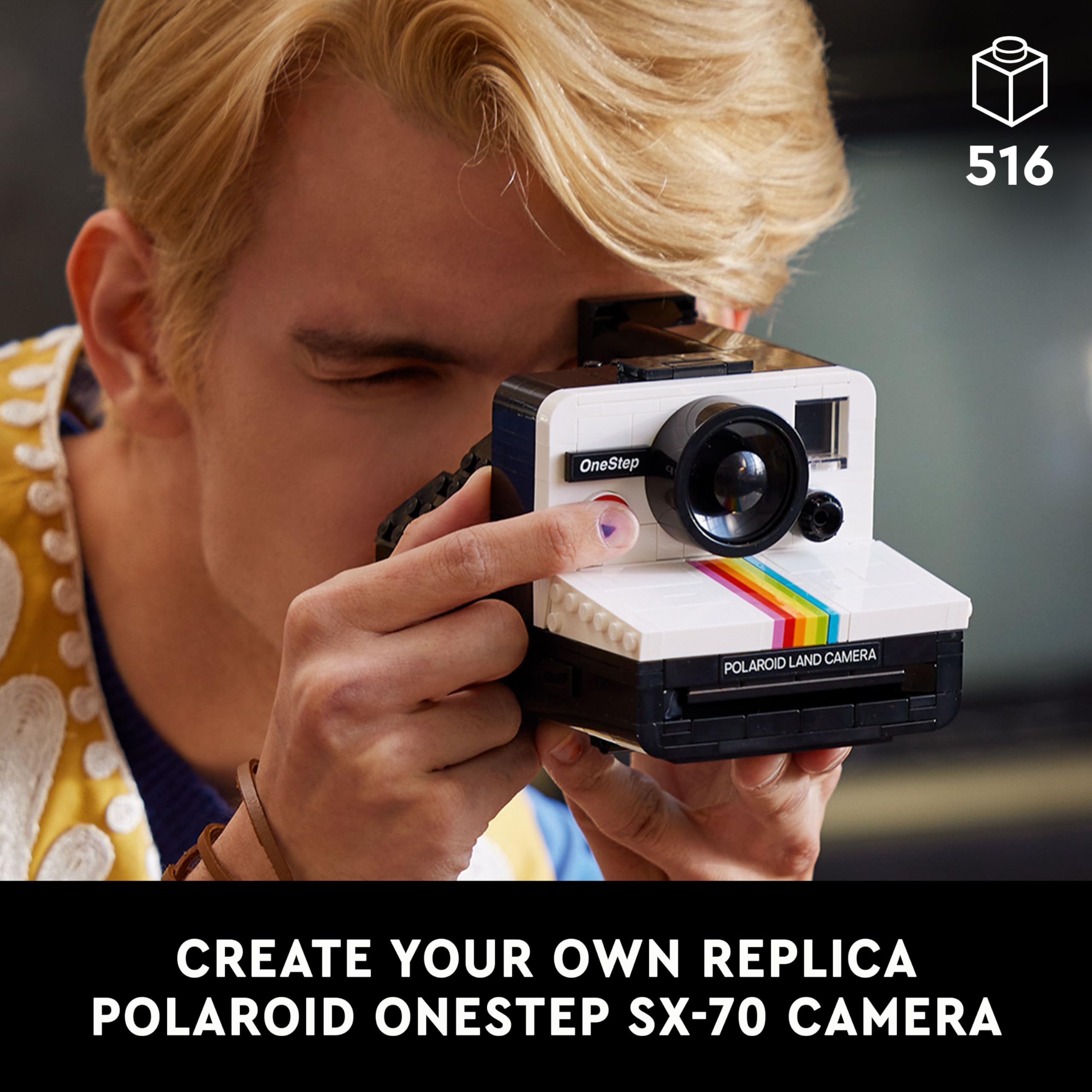 LEGO Ideas Polaroid OneStep SX-70 Camera Model Kit - Buildable Vintage Camera for Adults 8