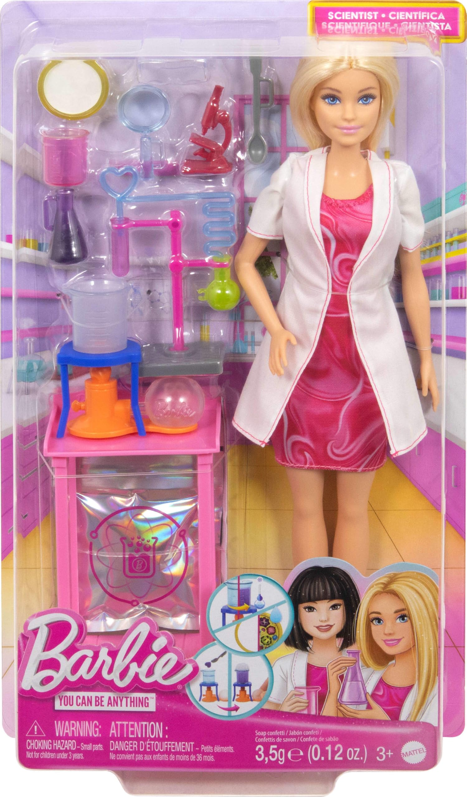 Barbie Scientist Doll & Accessories Playset - Color-Change Lab Experiments for Kids 3+ 6