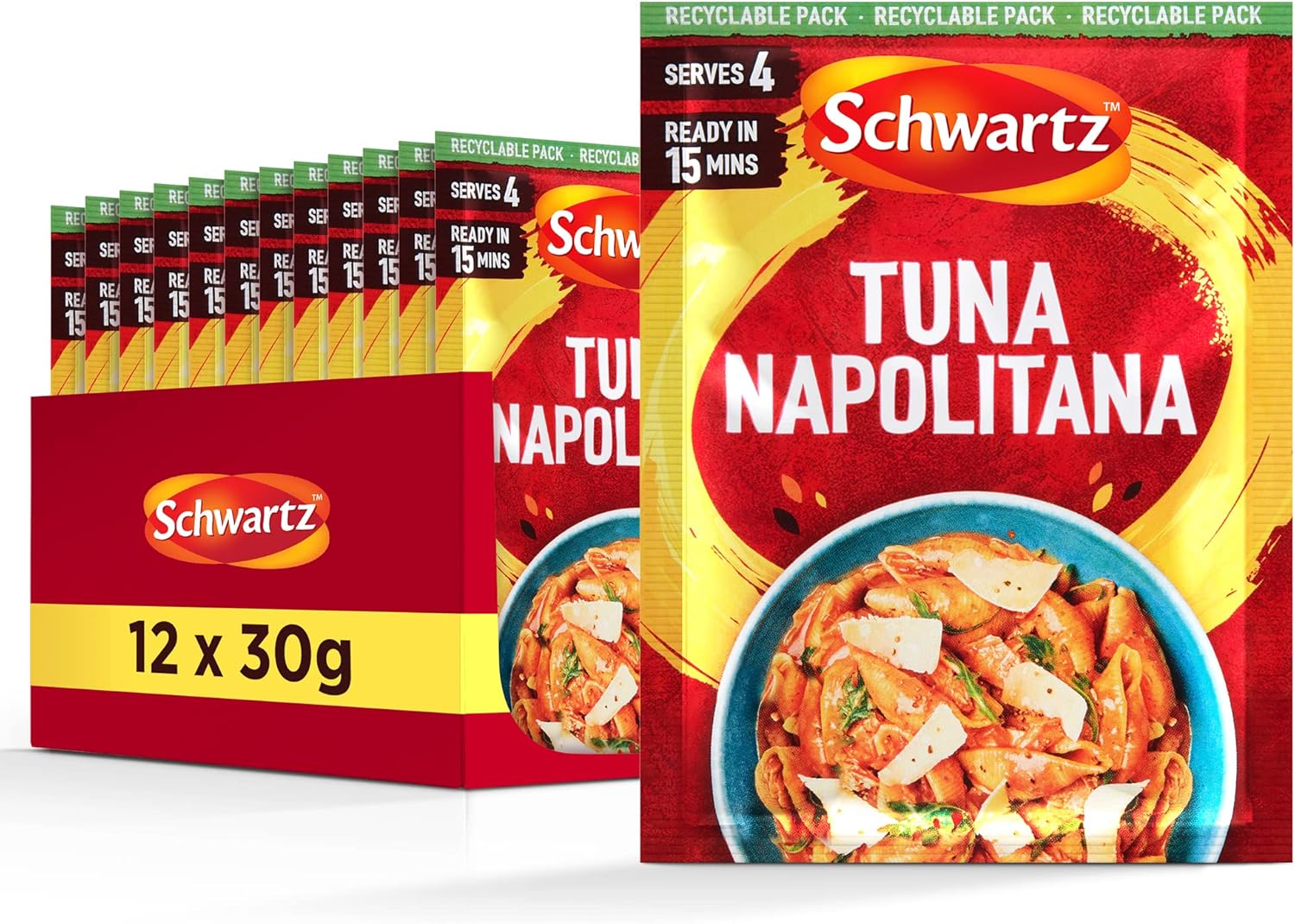 Schwartz Tuna Napolitana Recipe Mix 30g | Serves 4 | Pack of 12 | Rich and Creamy Pasta Seasoning