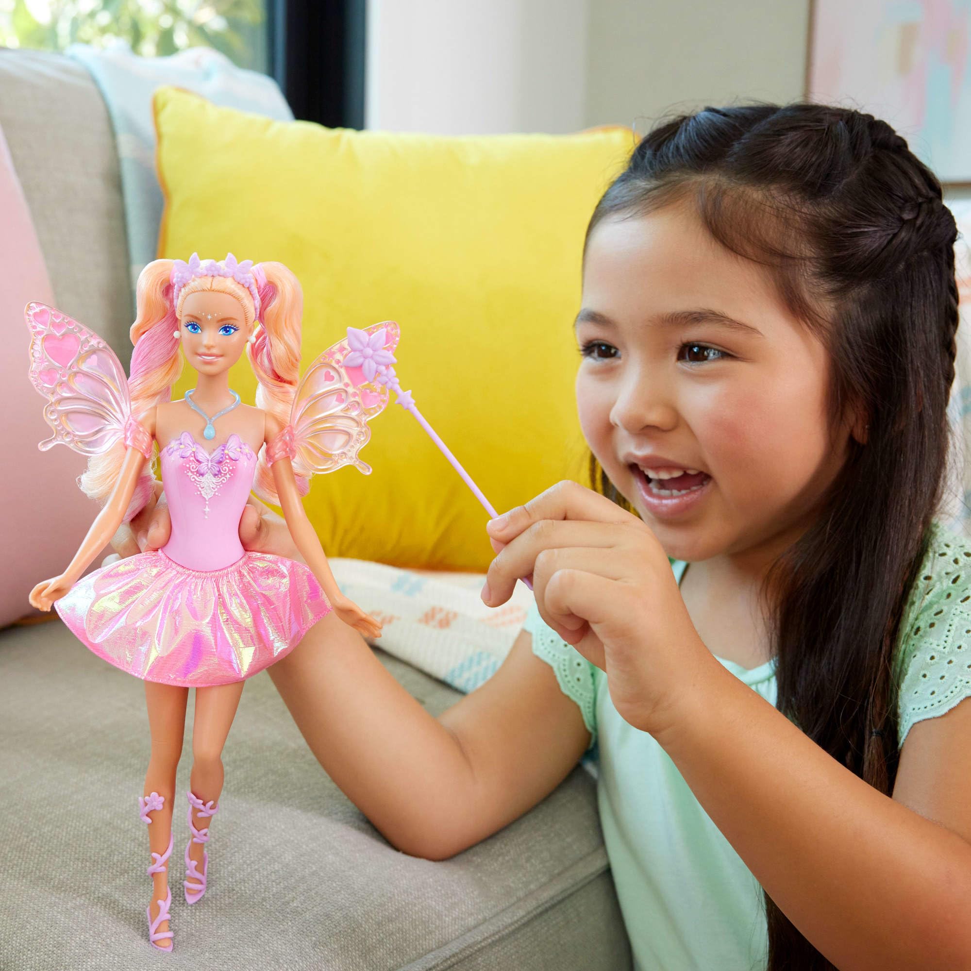 Barbie Fairy Doll with Toy Wand & Fashion Accessories - Color Change Feature | Ages 3+ | JCP76 2