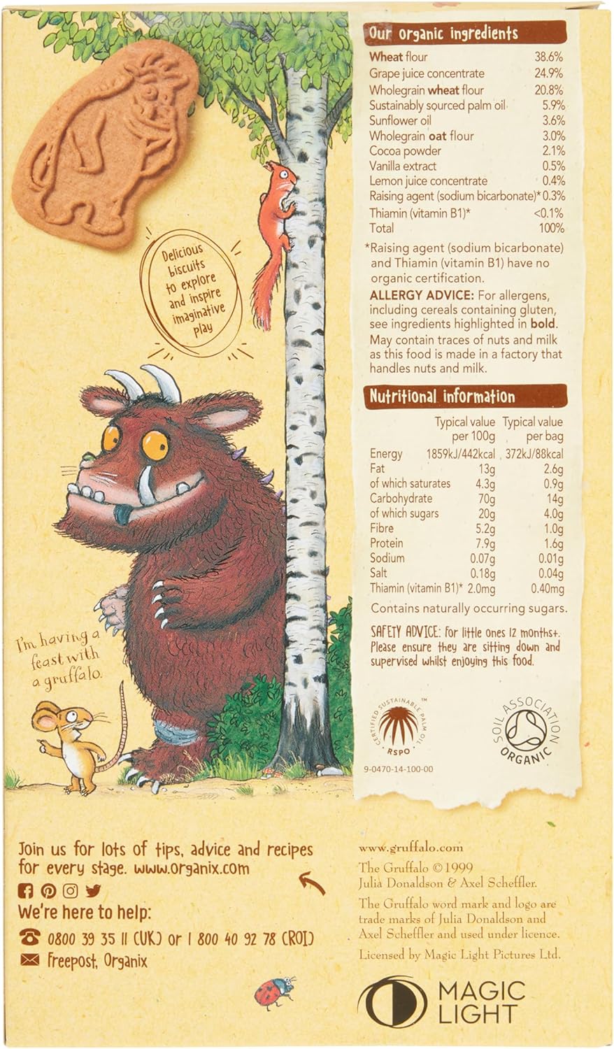 Organix - Gruffalo Biscuits Organic Cocoa & Vanilla Toddler Snacks Multipack 3