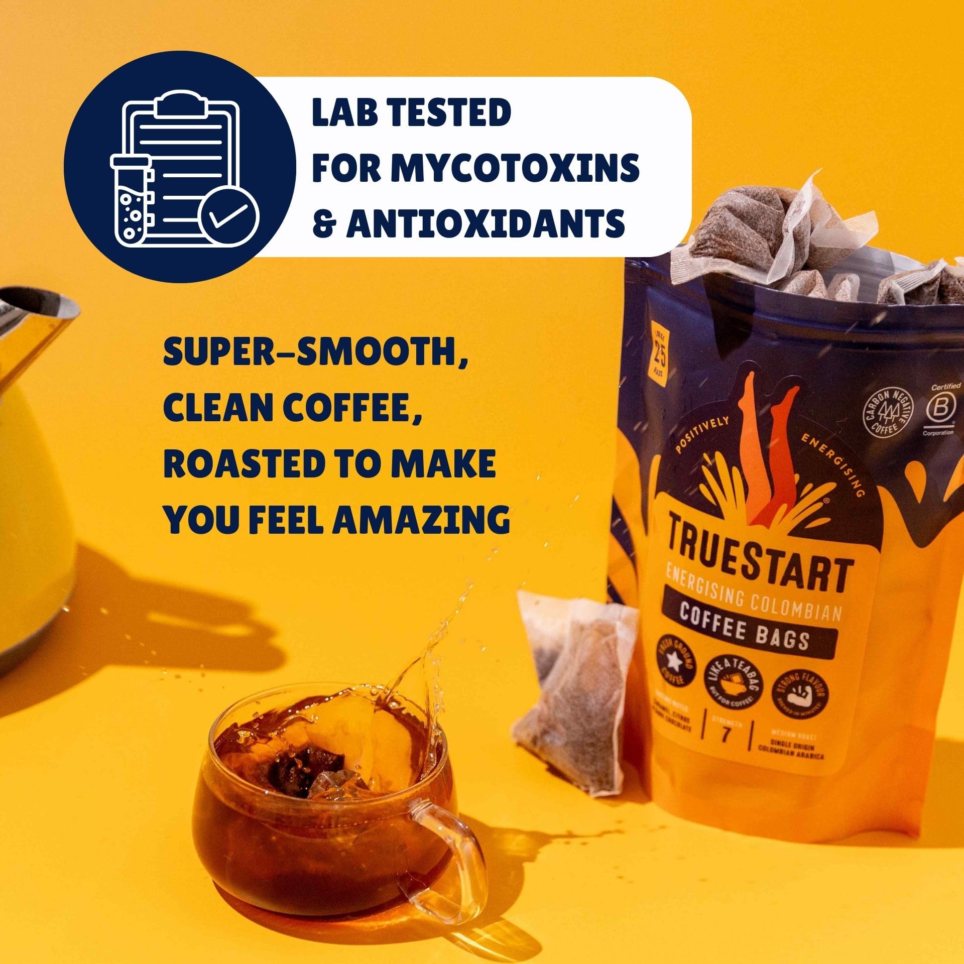 TrueStart Smooth Energising Colombian Arabica Coffee Bags – 25 Individually Wrapped, Mycotoxin-Free, Gluten-Free, Rich in Antioxidants 4